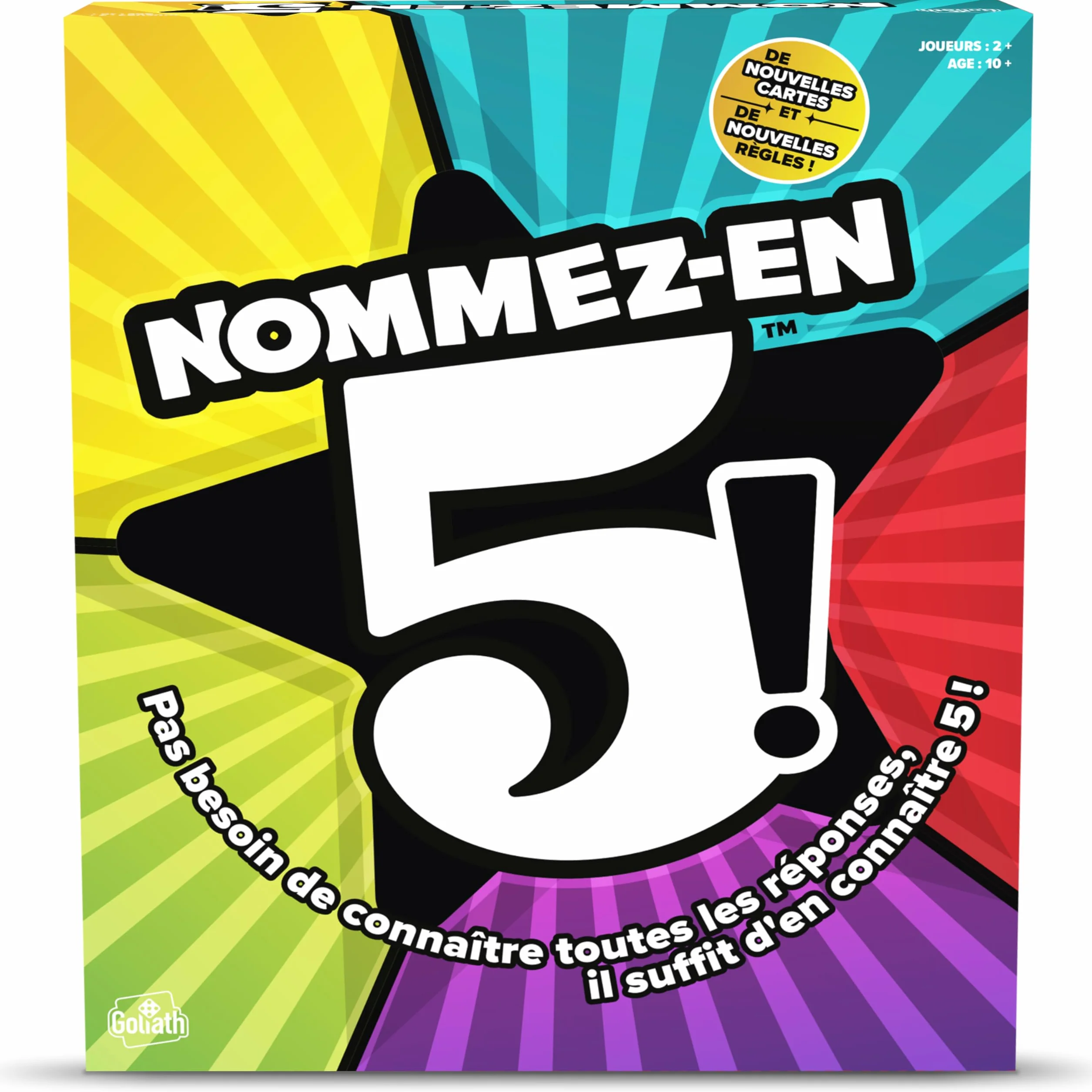 Goliath NOMMEZ-EN-5! Jeu de Société Délirant dès 12 Ans - Jeu de Rapidité, Trouver 5 Réponses, en Famille ou Entre Amis, 2 Joueurs