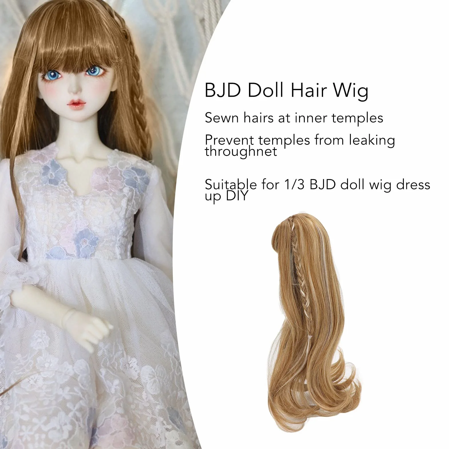 Perruque de Poupée Long Winky 1/3, Cheveux Lin Résistants à la Chaleur pour Artisanat