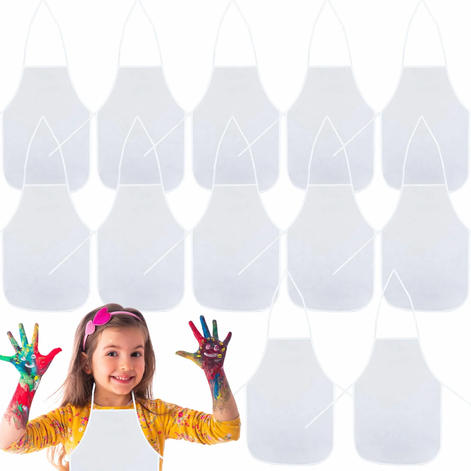Tabliers en Tissu pour Enfants Imperméables 12 Pièces Blouses d'artistes Peinture Dessin 2-8 Ans