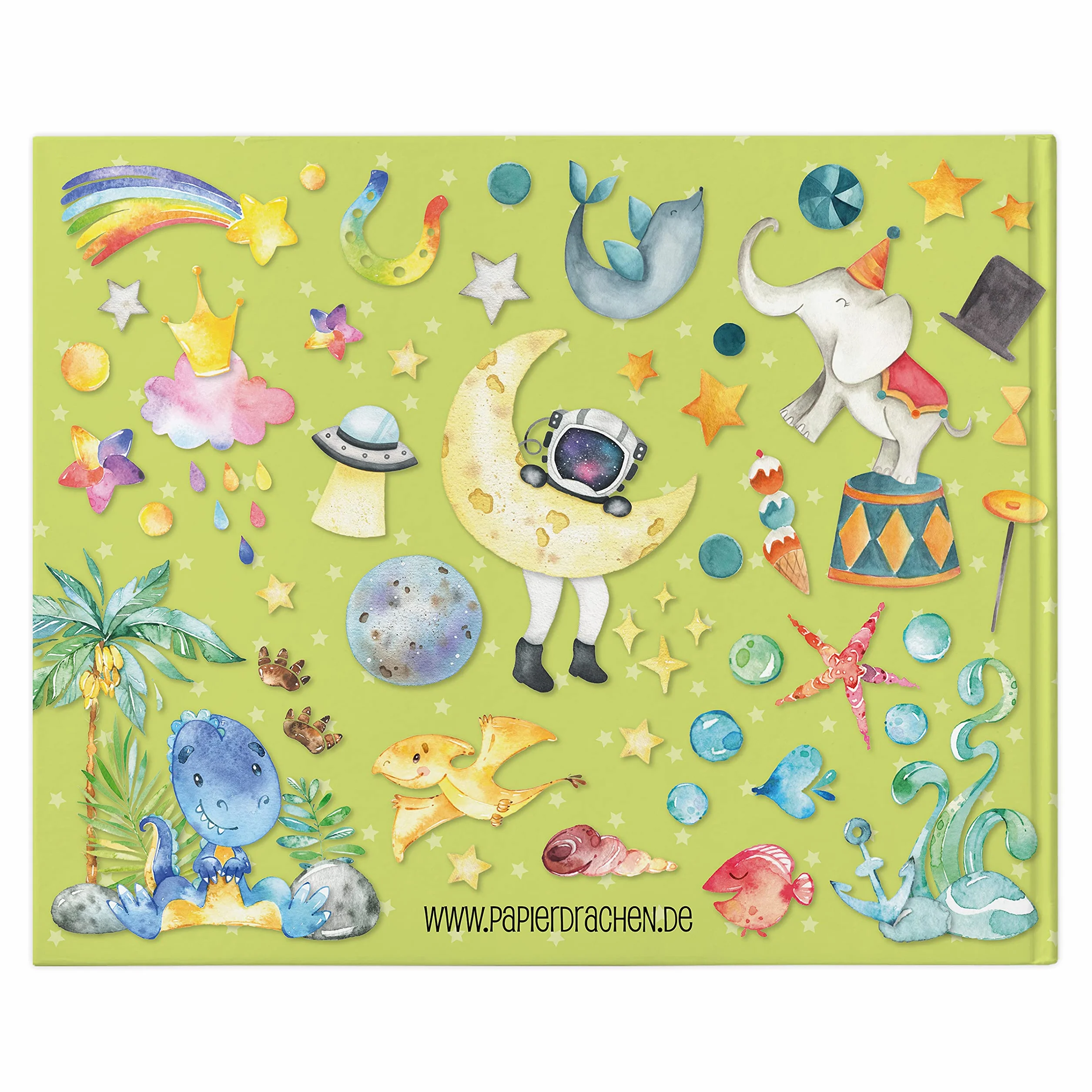 Papierdrachen Livre d'amitié pour enfants – Album de poésie avec dinosaures, chevaliers, astronautes – Vert – pour 27 amis