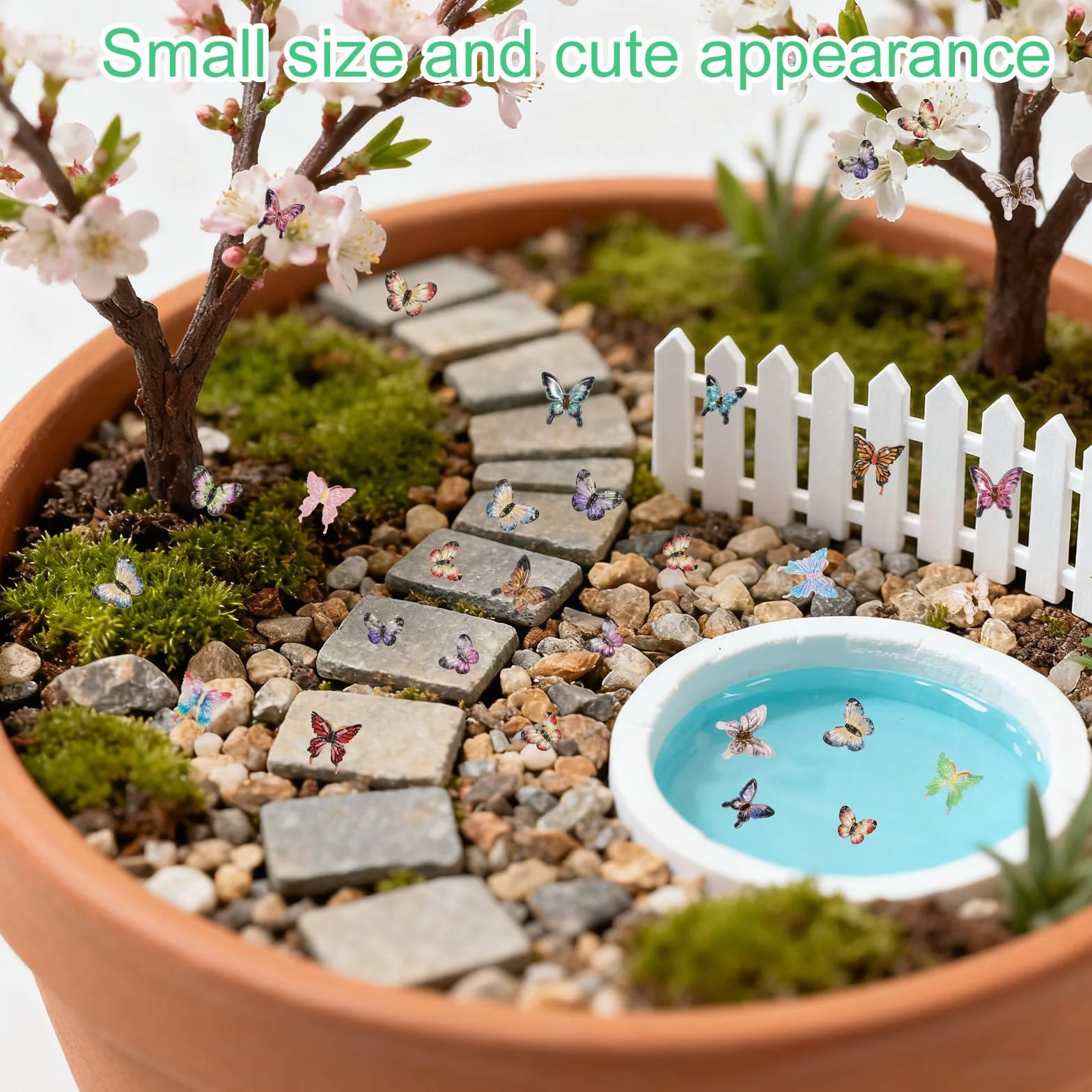 Lyreh 210pcs Mini Papillons en Résine Figurines pour Décoration de Jardins Miniatures