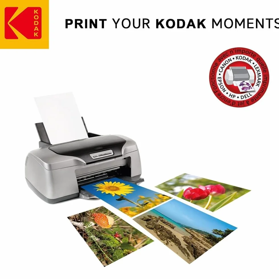 KODAK Picture Paper Papier Photo Brillant A4 180g/m² 50 Feuilles Jet d'Encre