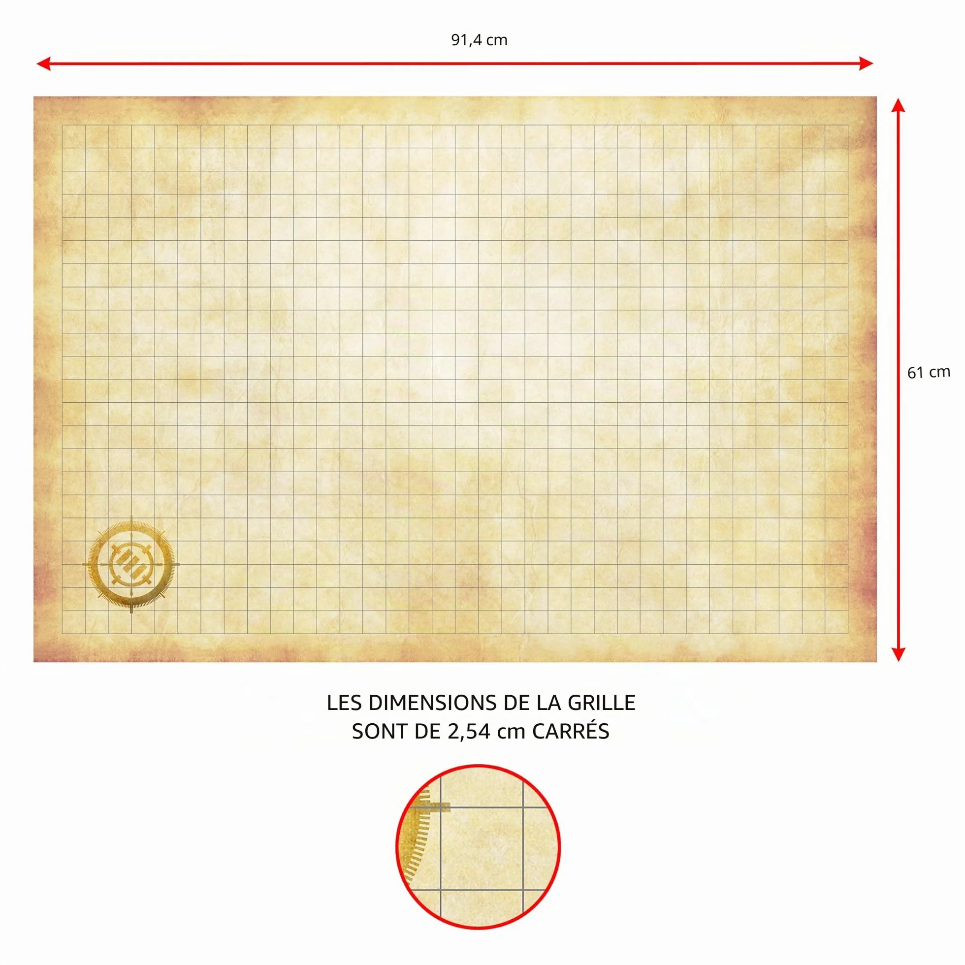 ENHANCE Grid Mat RPG DND Map 61x91cm Effaçable à Sec Jeu de Rôle Tapis de Jeu Battle Grid avec Pochette de Voyage