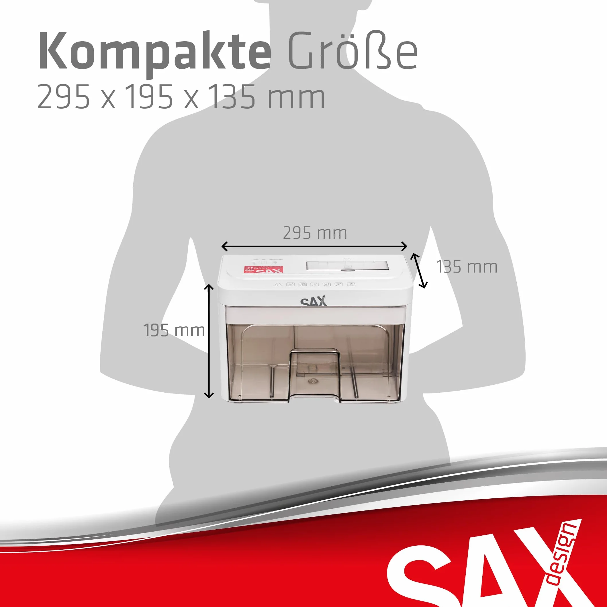 Sax Bruno Destructeur de Papier 3x18 mm 220 mm A4 3,5 L Silencieux 70 dB