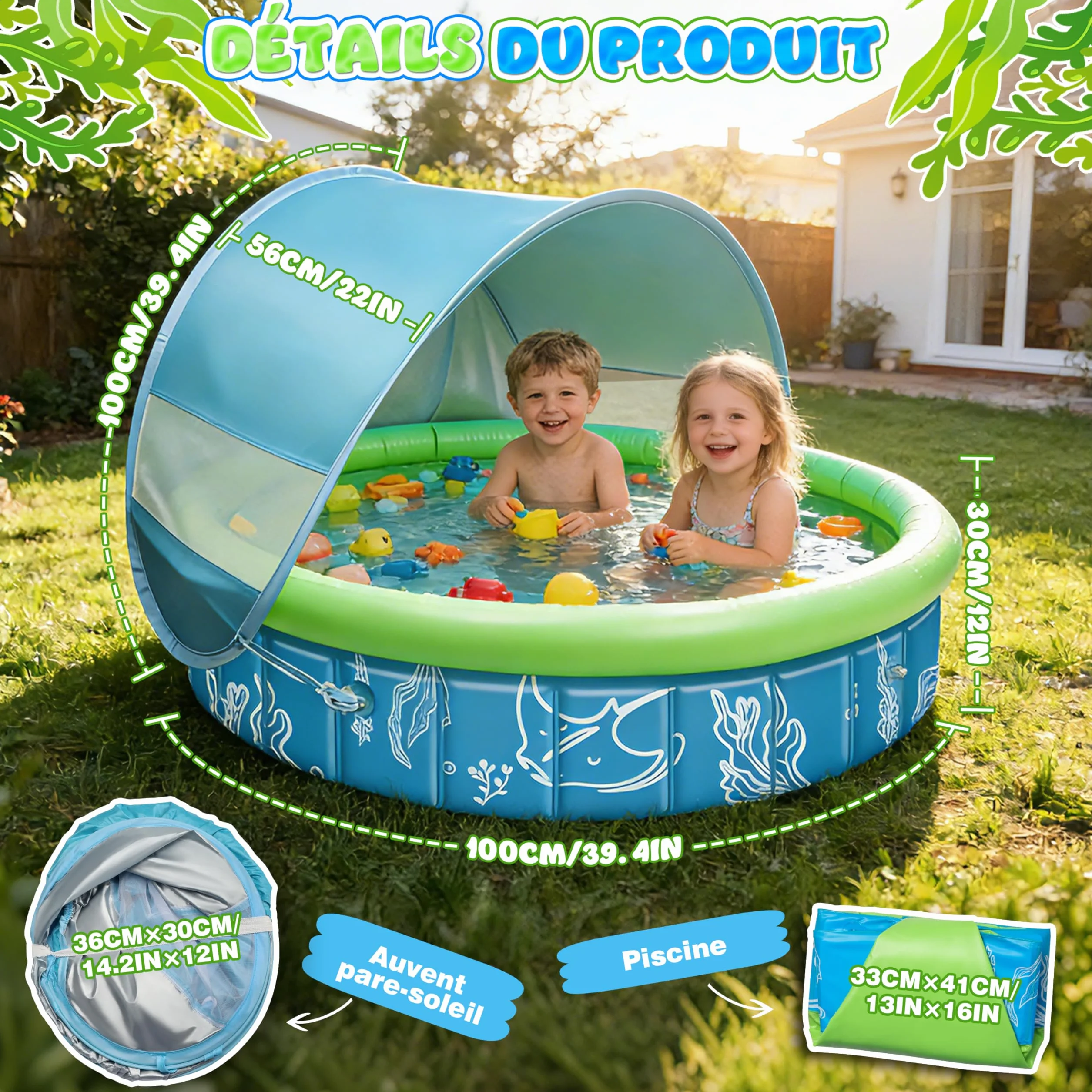 Namiot Plażowy dla Dzieci 4w1 100x30 cm Anti UV SPF50+ z Moskitierą i Daszkiem