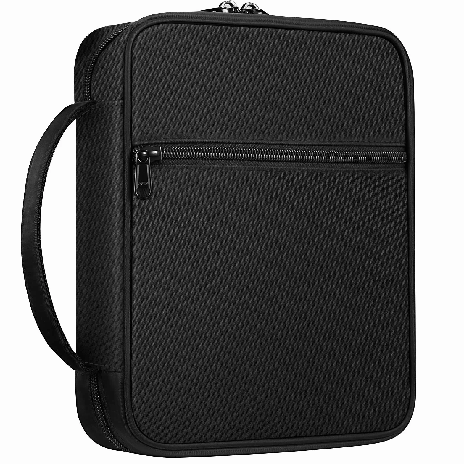 FINPAC Étui de protection Bible avec poignée poche zippée taille standard Noir