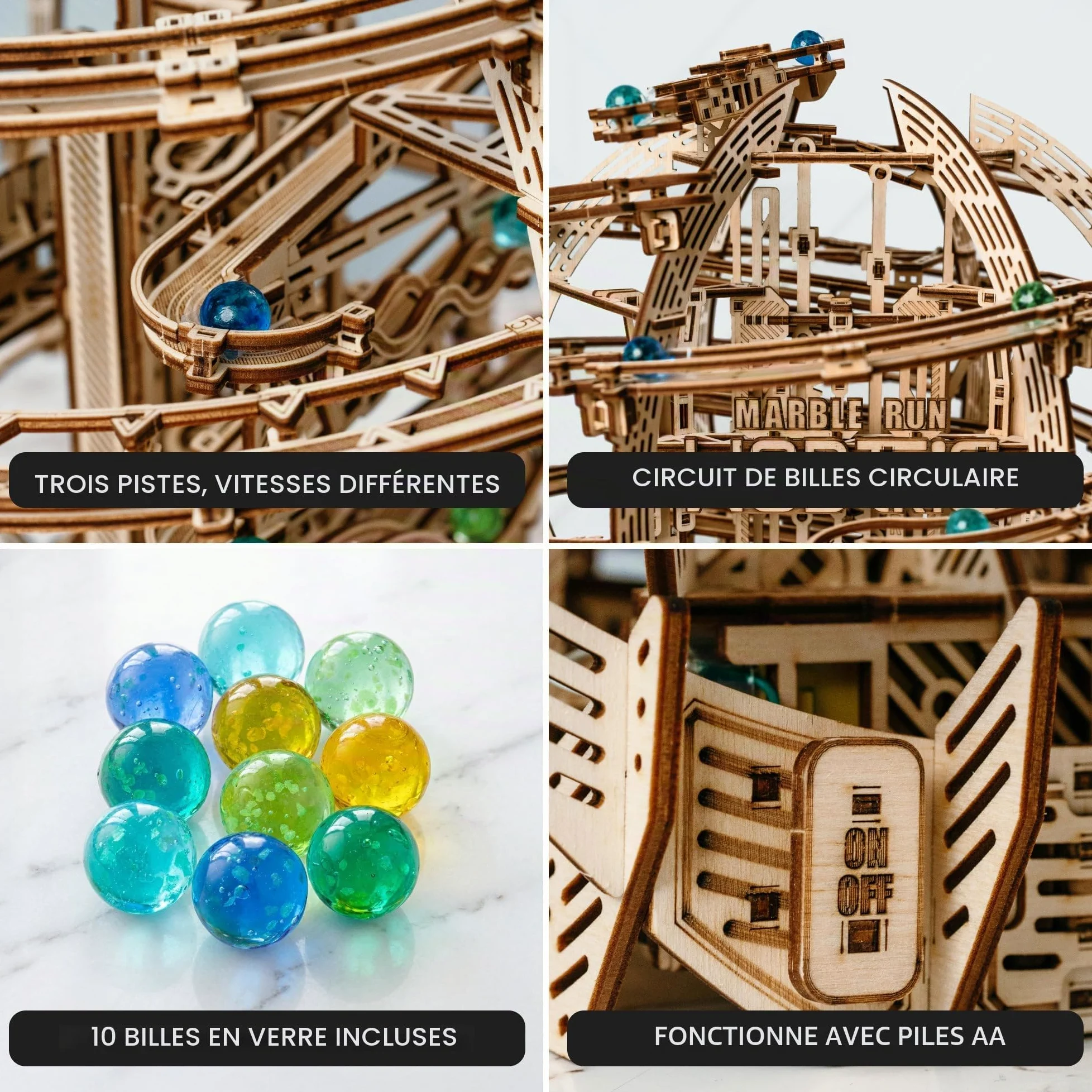 Wood Trick Gravity Marble Puzzle 3D en Bois pour Adultes à Construire | [773 Pièces] Labyrinthe à Billes Motorisé Électrique - Kit de Maquette Mécanique en Bois DIY à Construire pour Adultes