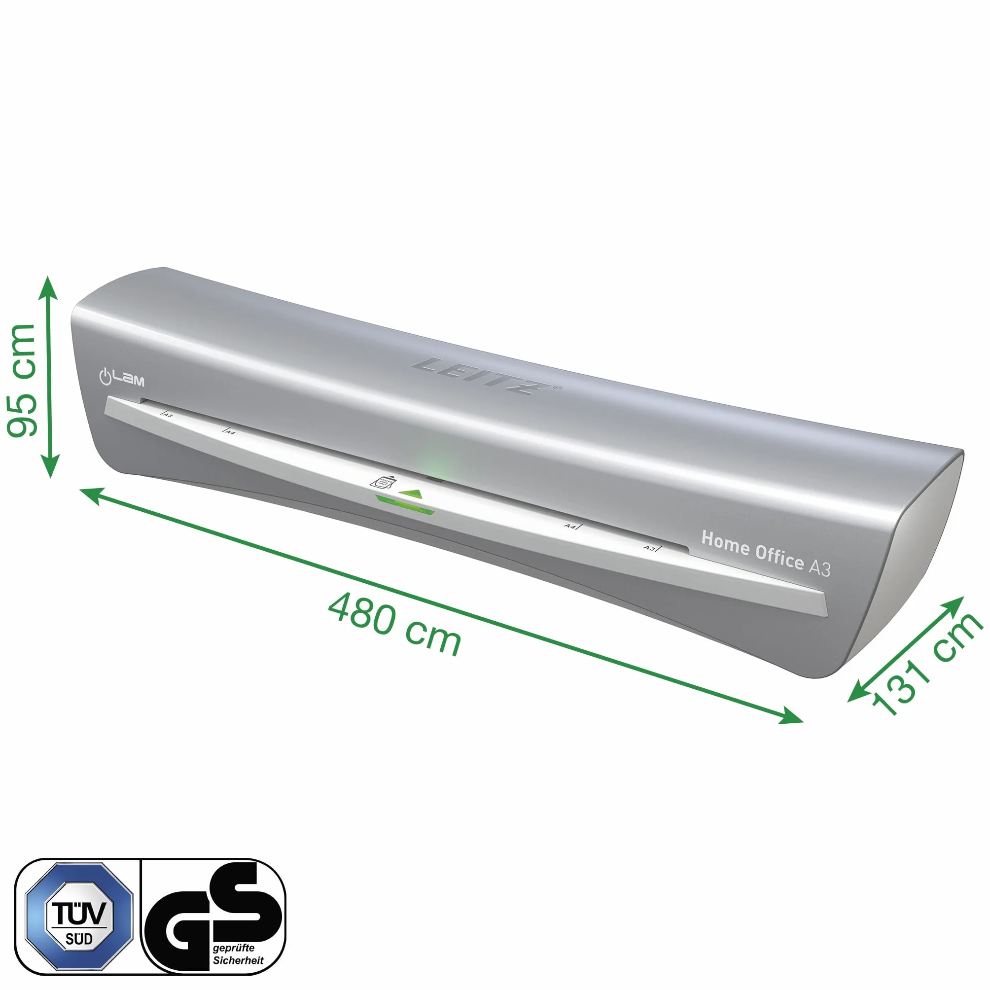 Leitz iLAM Home Office Plastifieuse A3 Préchauffage Rapide 3 Minutes 75-125 Microns Lot Pochettes A4 Inclus Gris