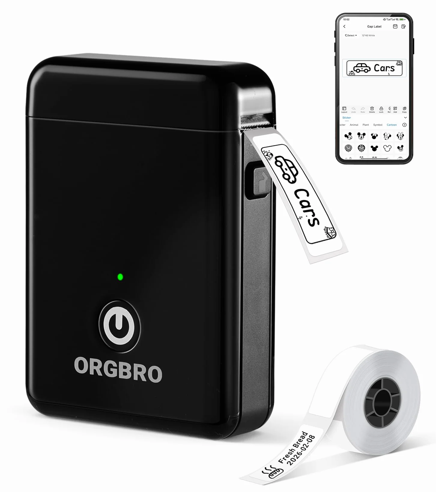 ORGBRO X1 Étiqueteuse Bluetooth Portable pour Maison Bureau École, Noir