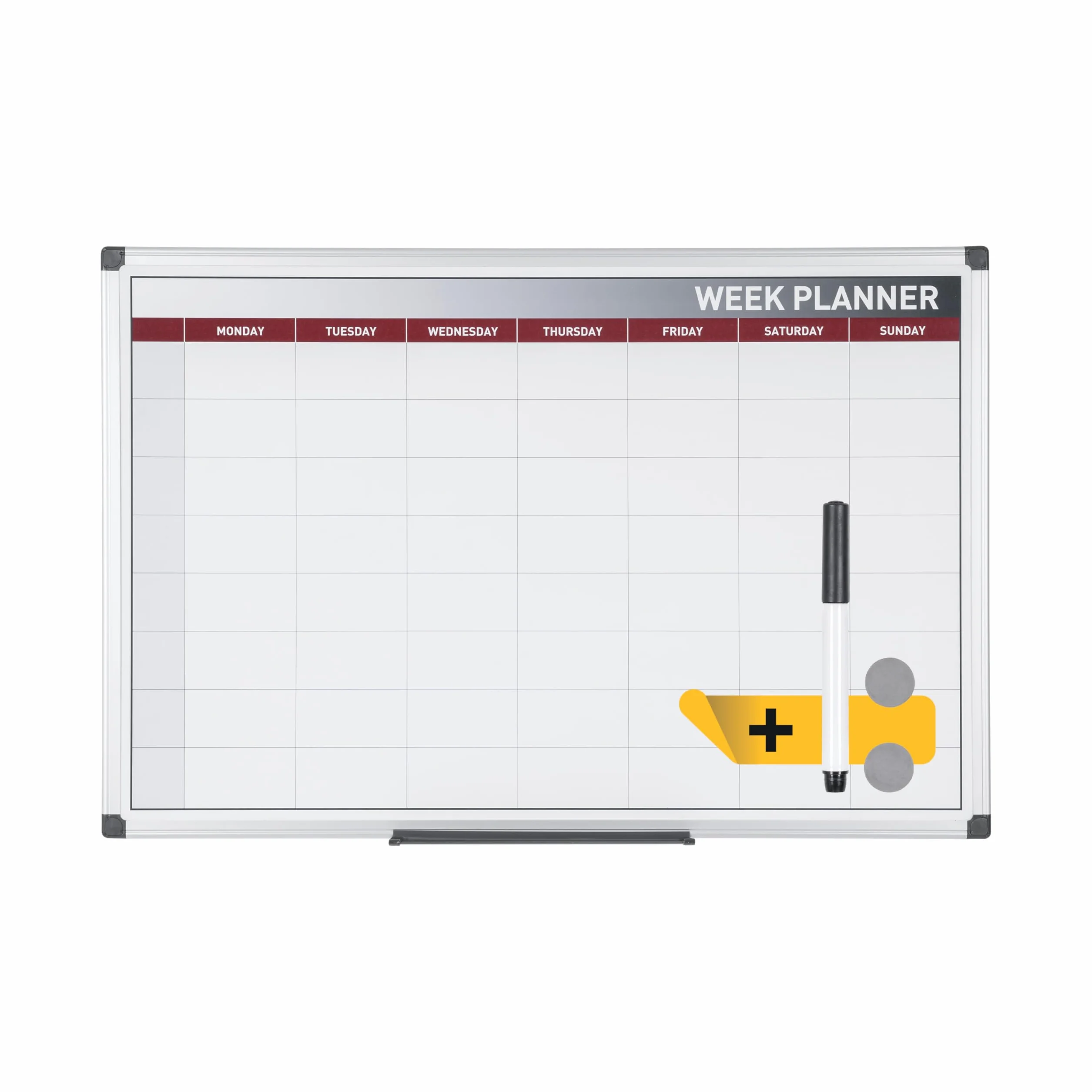Bi-Office Planificateur Semaine magnétique cadre aluminium 60 x 45 cm