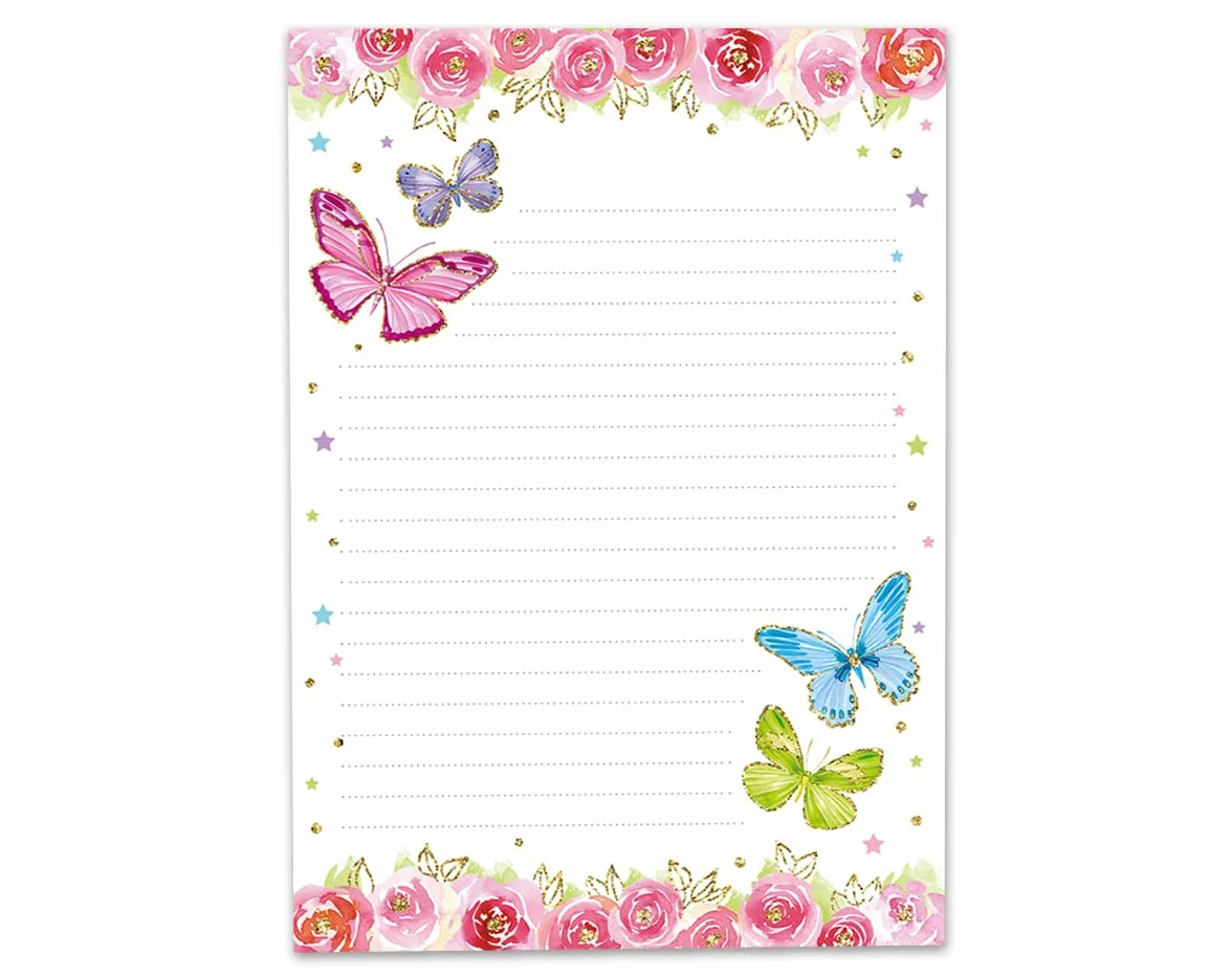 Papier à lettre A5 avec enveloppes pour enfants - Bloc ligné 25 feuilles + 15 enveloppes