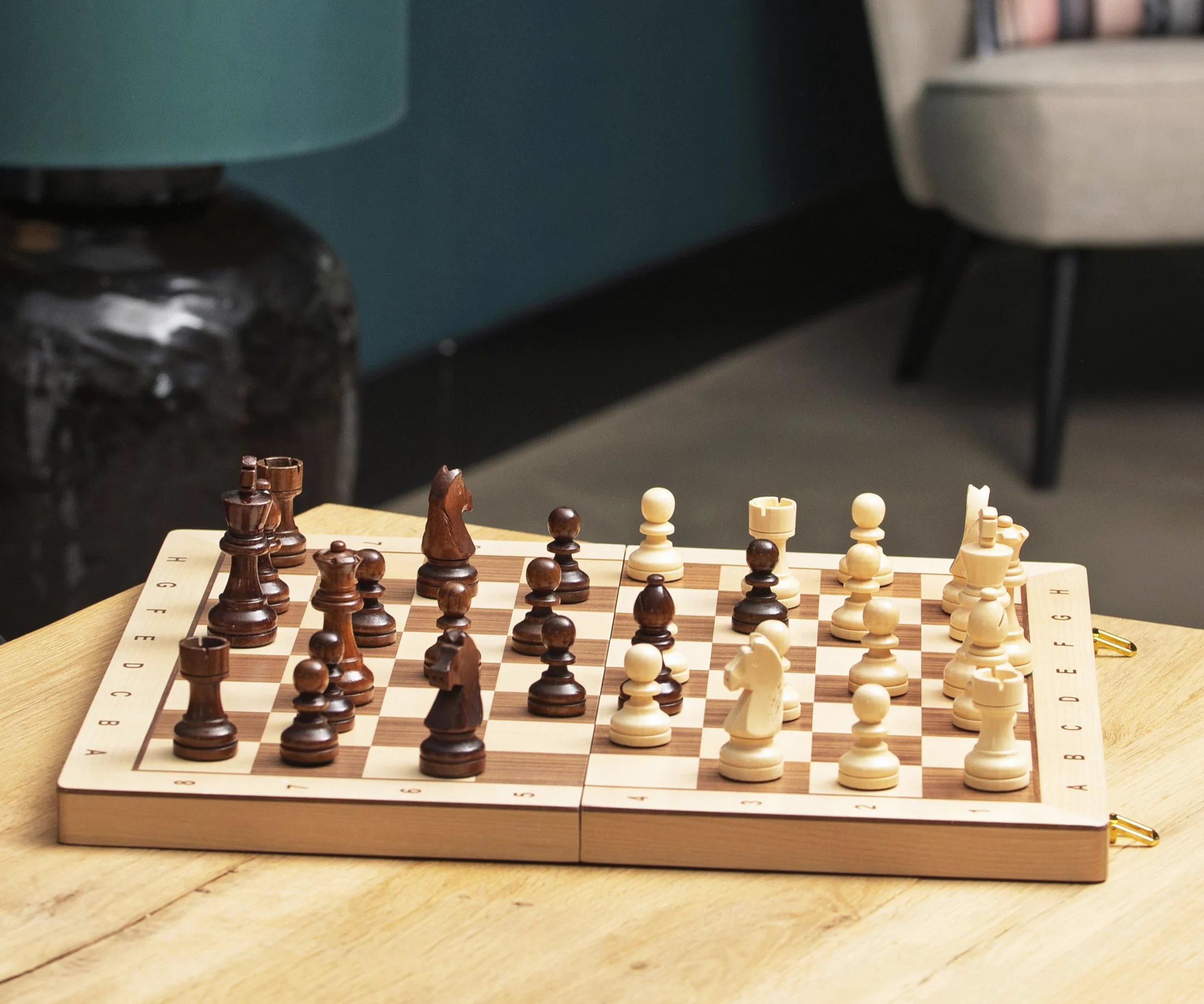 Grand Échiquier 45 Cm – Jeu D'Échecs Bois Bouleau, Pièces Lestées Roi 90 Mm | Echecs Grand Format Plateau Pliable Noyer Érable, Cases 50 Mm, 32 Pièces Lestées En Bois, Roi 90 Mm