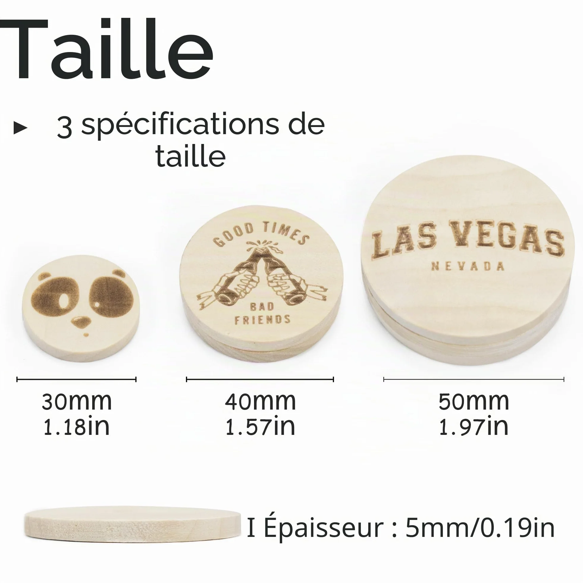 Jeton en bois personnalisé gravé au laser 30 à 1000 pièces, texte logo couleur UV, jeton de poker pour bar fête