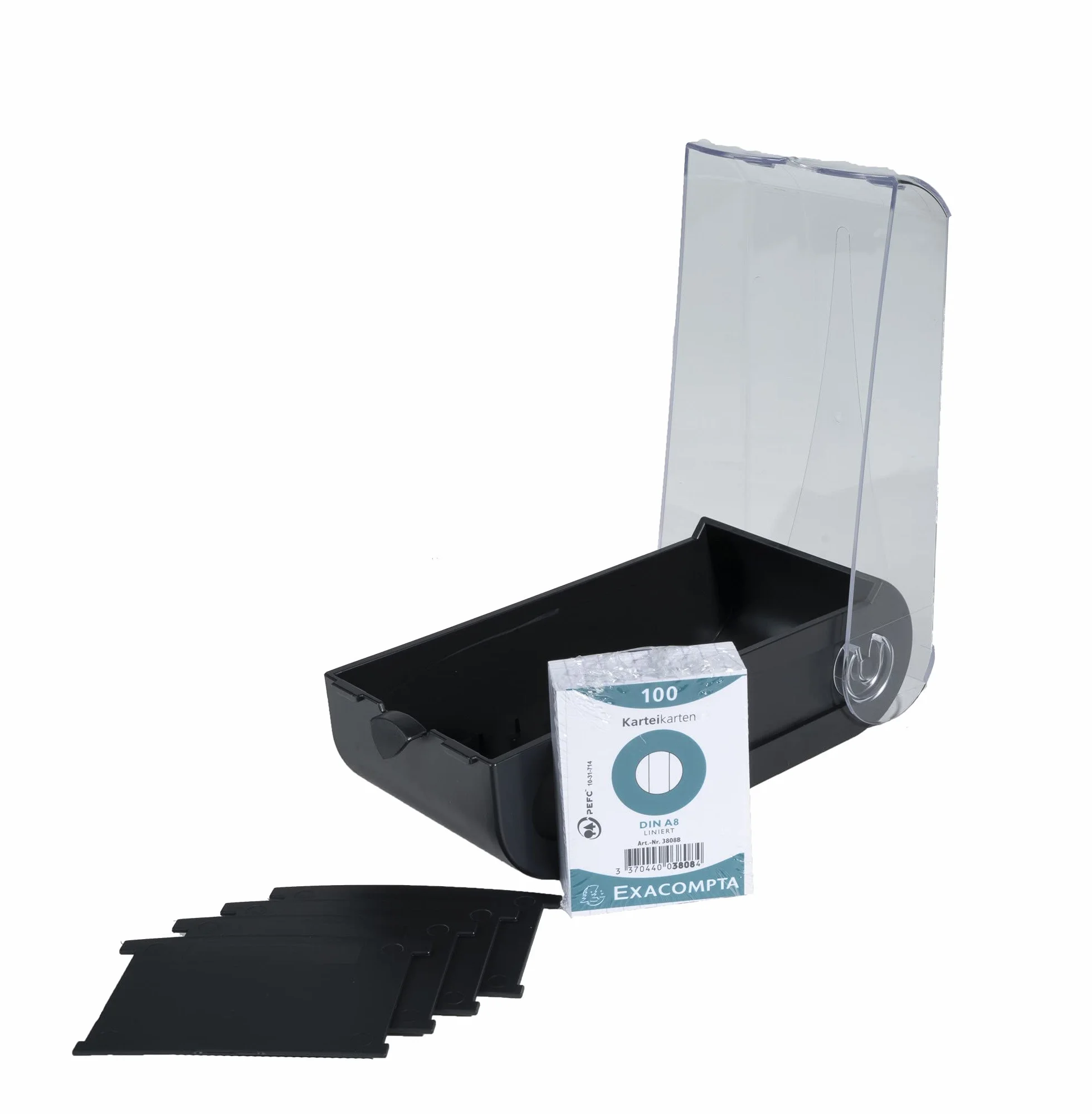 Exacompta Learning box BUNNYBOX A8 19,5x10x6,2 cm Office noir/cristal capacité 650 cartes