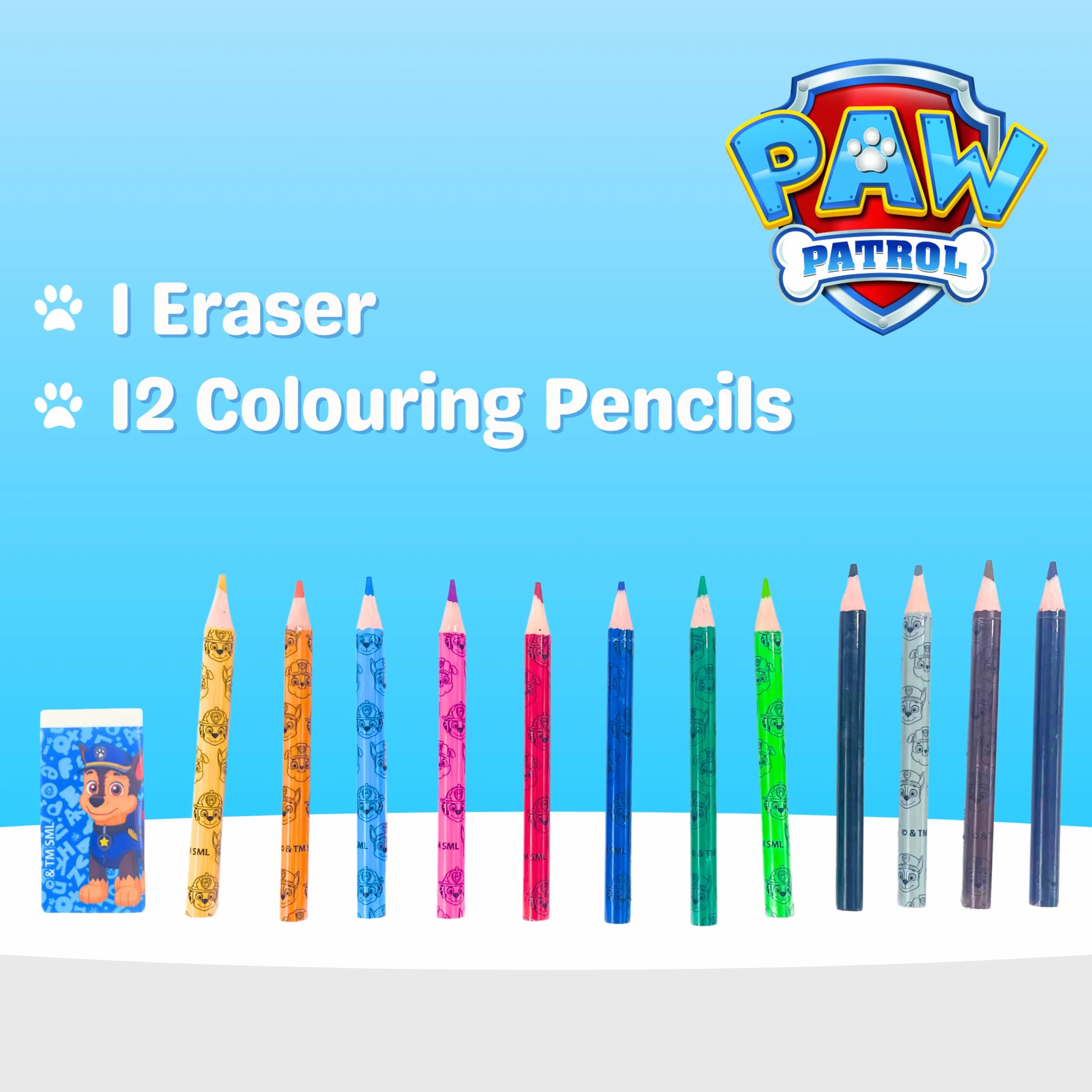 Paw Patrol Ensemble de Papeterie, Crayons de Couleur, Marqueurs, Cahier, Mallette Scolaire Enfants