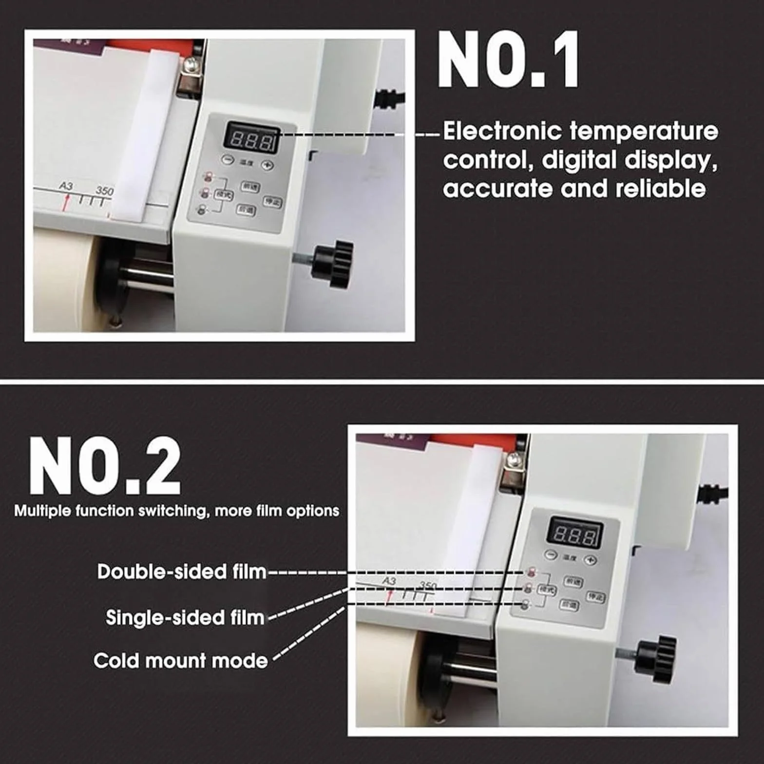 Laminateur Thermique A2/A3/A4 Machine À Plastifier Chaud et Froid 350 mm/450 mm Plastifieuse 220 V