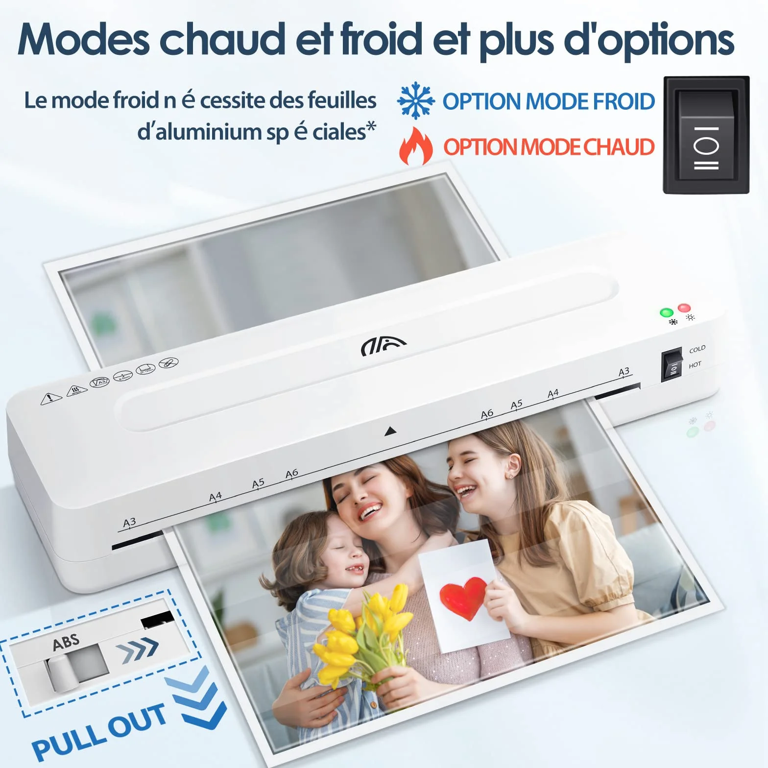 Plastifieuse A3/A4/A5/A6 Thermique et à Froid 6 en 1 avec Coupe-papier et Arrondisseur d'angle