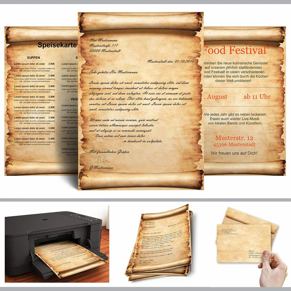 Papier à motif Antique & Histoire PARCHEMIN DIN A4 20 feuilles Paper-Media
