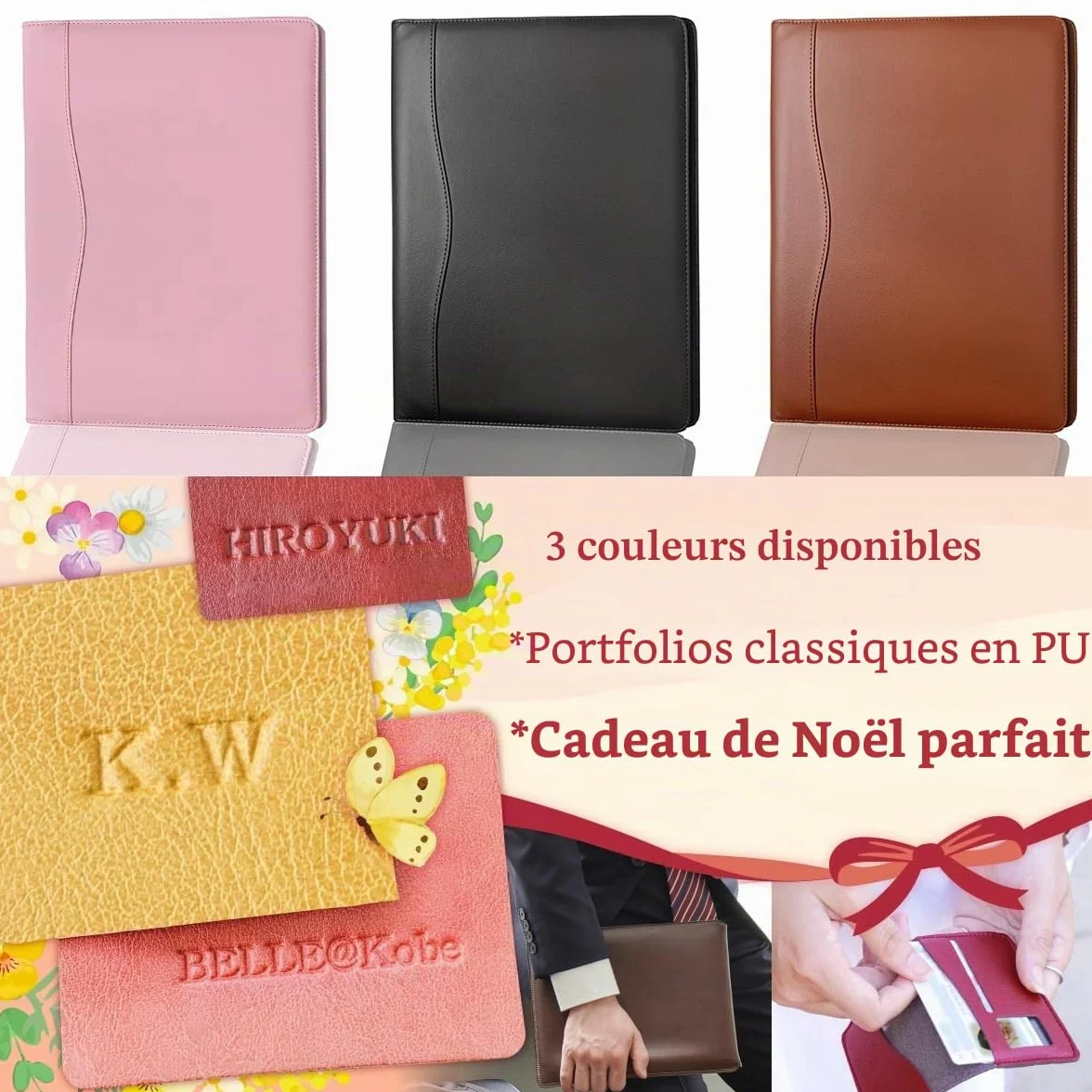 Portfolio en Cuir PU A4 Porte Documents Organisateur Multi-poches avec Tablette Magazine