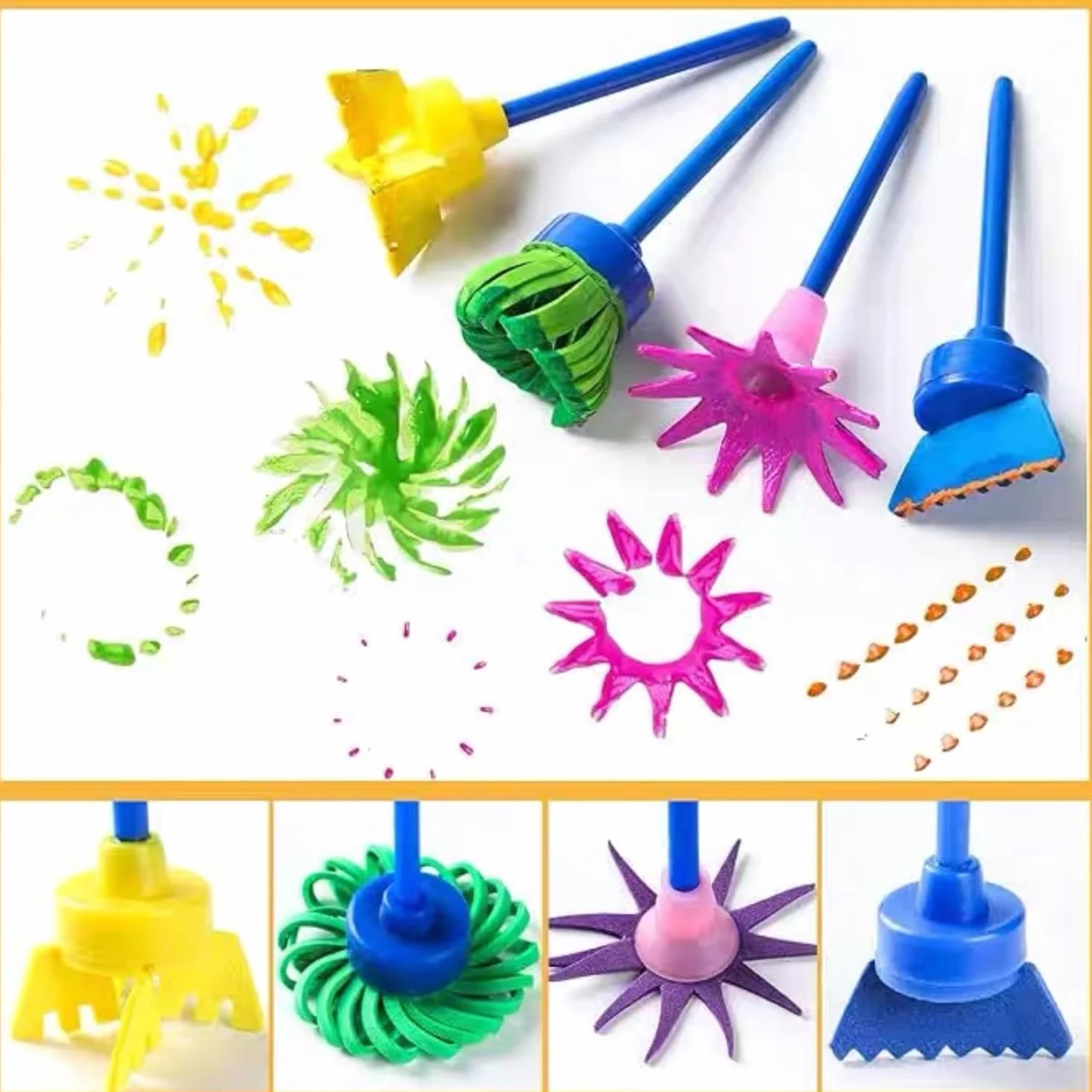 Alfven Éponge Brosses de Peinture Enfant, 24pcs Kit Peinture Enfant Pinceaux éponge pour Enfants kit d'apprentissage DIY