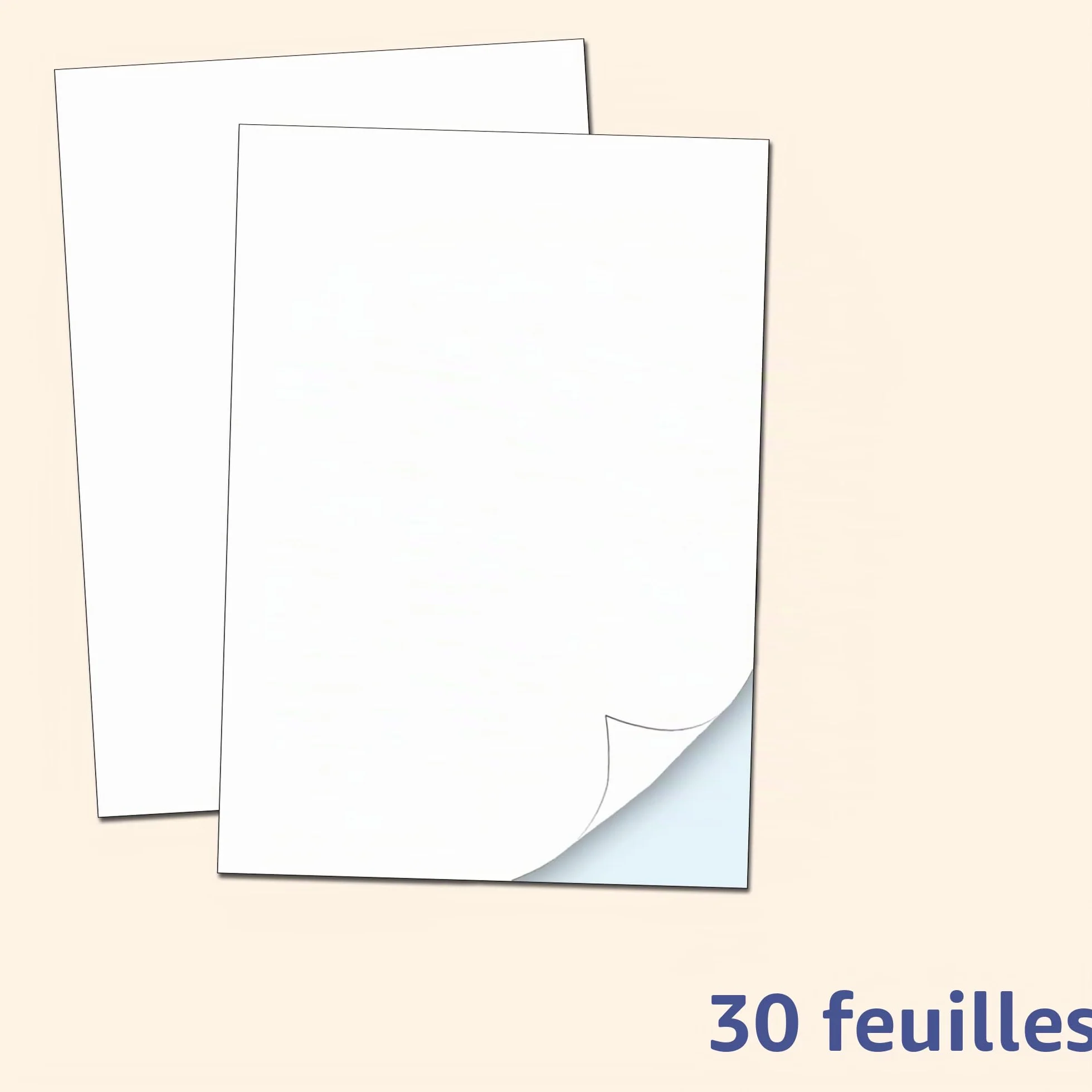 Papier Autocollant Vinyle Imprimable Étanche A4 Blanc 30 Feuilles