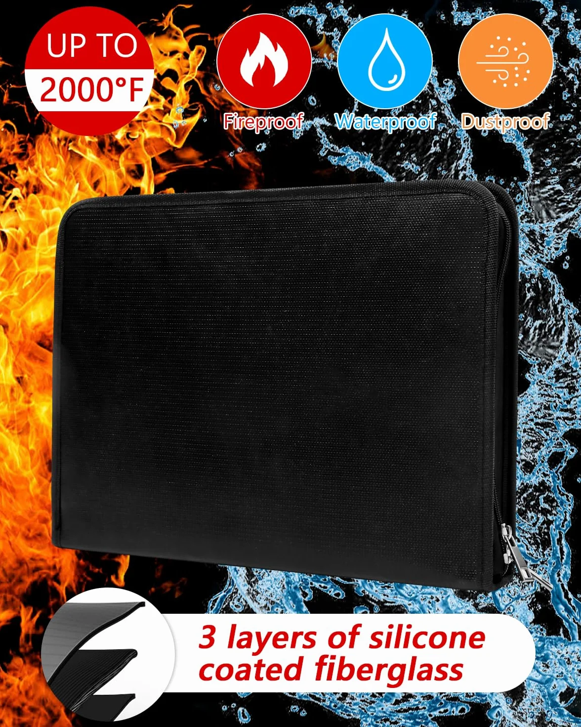Trieur A4 Ignifuge Résiste à 2000°F Revêtement de Silicone 13 Compartiments Imperméable