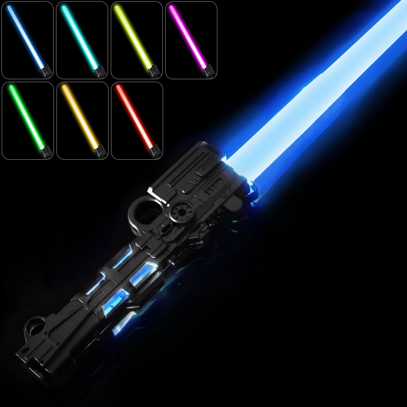 Sabre Laser OSDUE 7 Couleurs Lumineux LED avec Son Épées Laser Jouet Cosplay Noir