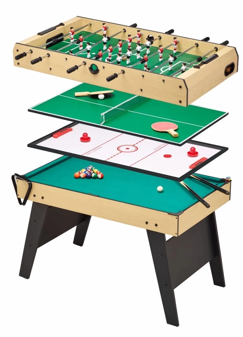 Kangui - Table Multi Jeux 4 en 1 pour Toute la Famille - Baby-Foot - Billard - Ping Pong - Hockey