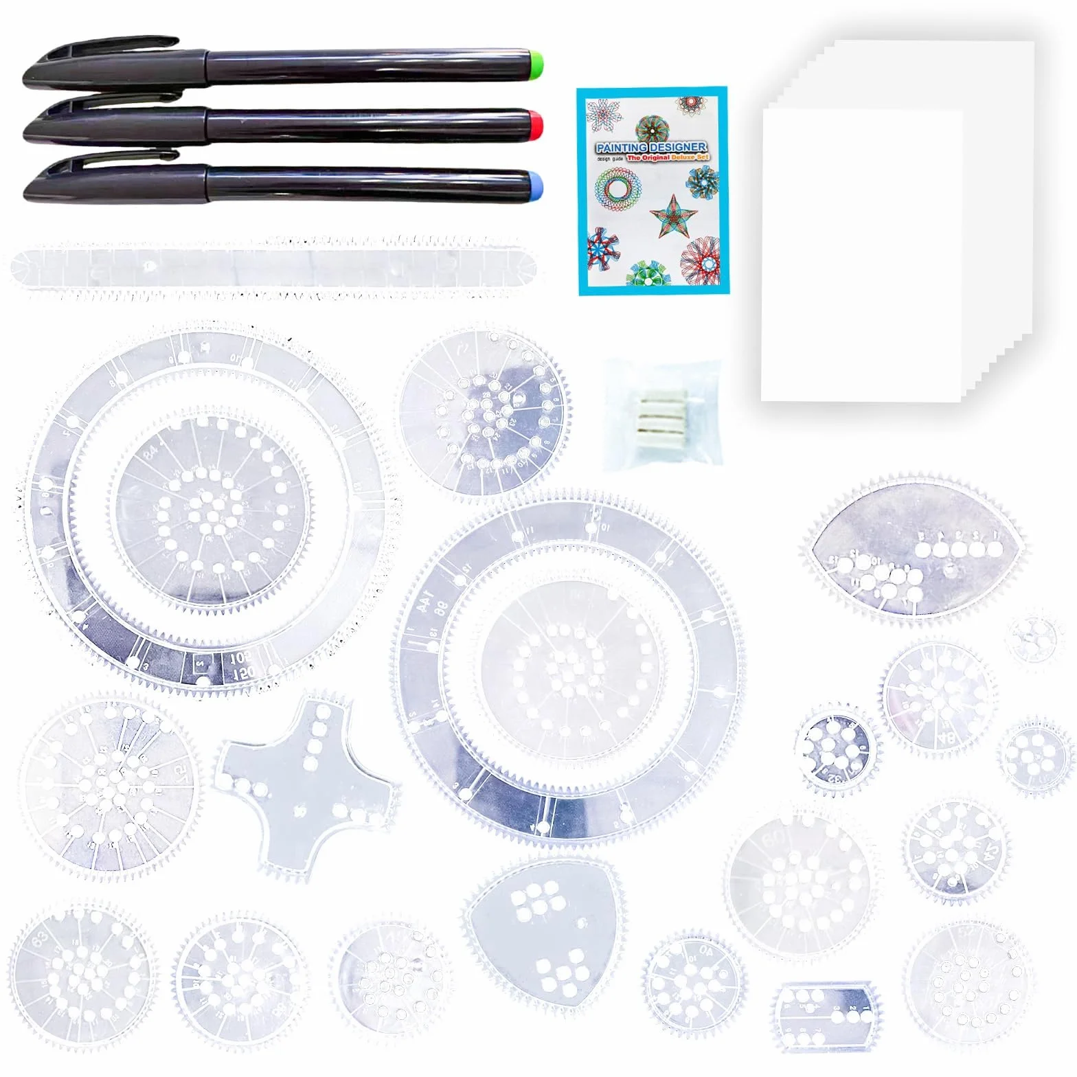 Wafuesh Deluxe Ensemble De Dessin Spirale 26 Pièces Pochoirs Créatifs Multifonctionnels