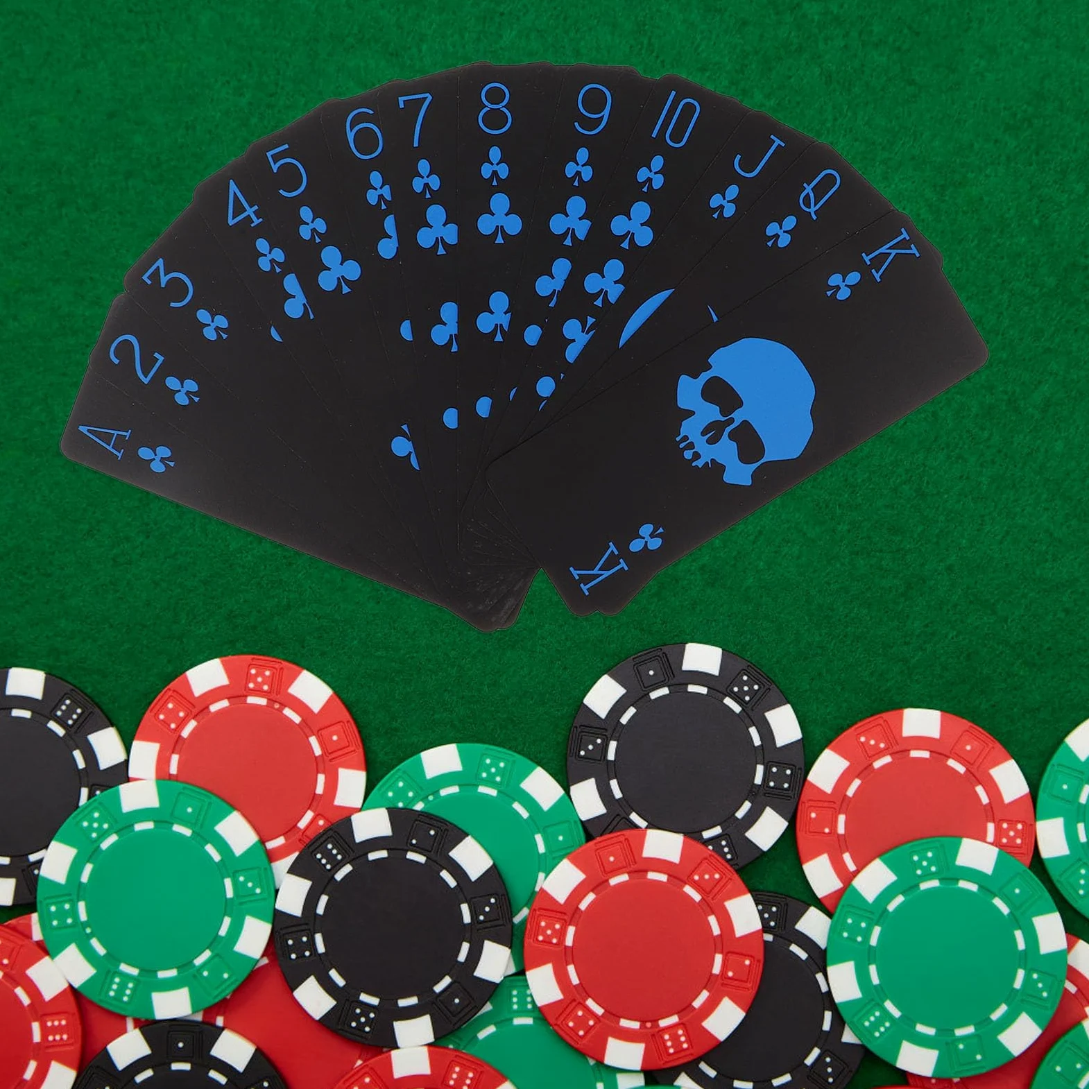 CALLARON Cartes en Exceptionnelle pour Durabilité Soirées Créatif de Poker Imperméables PVC Noir Motif Crâne en Famille et Fêtes Entre Adultes