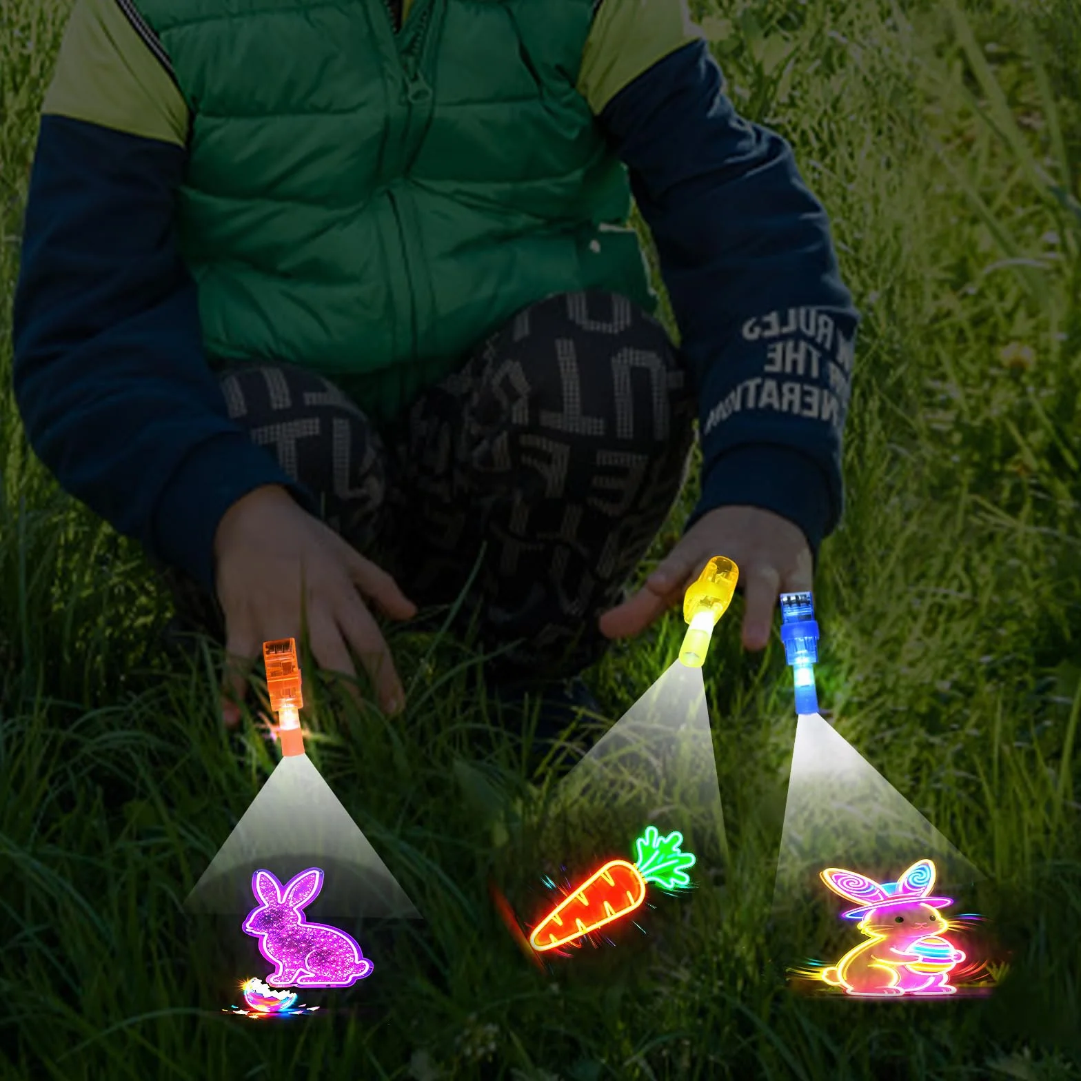 Œufs de Pâques lumineux pour enfants - Lot de 6 avec lumière doigt, décoration Pâques plastique