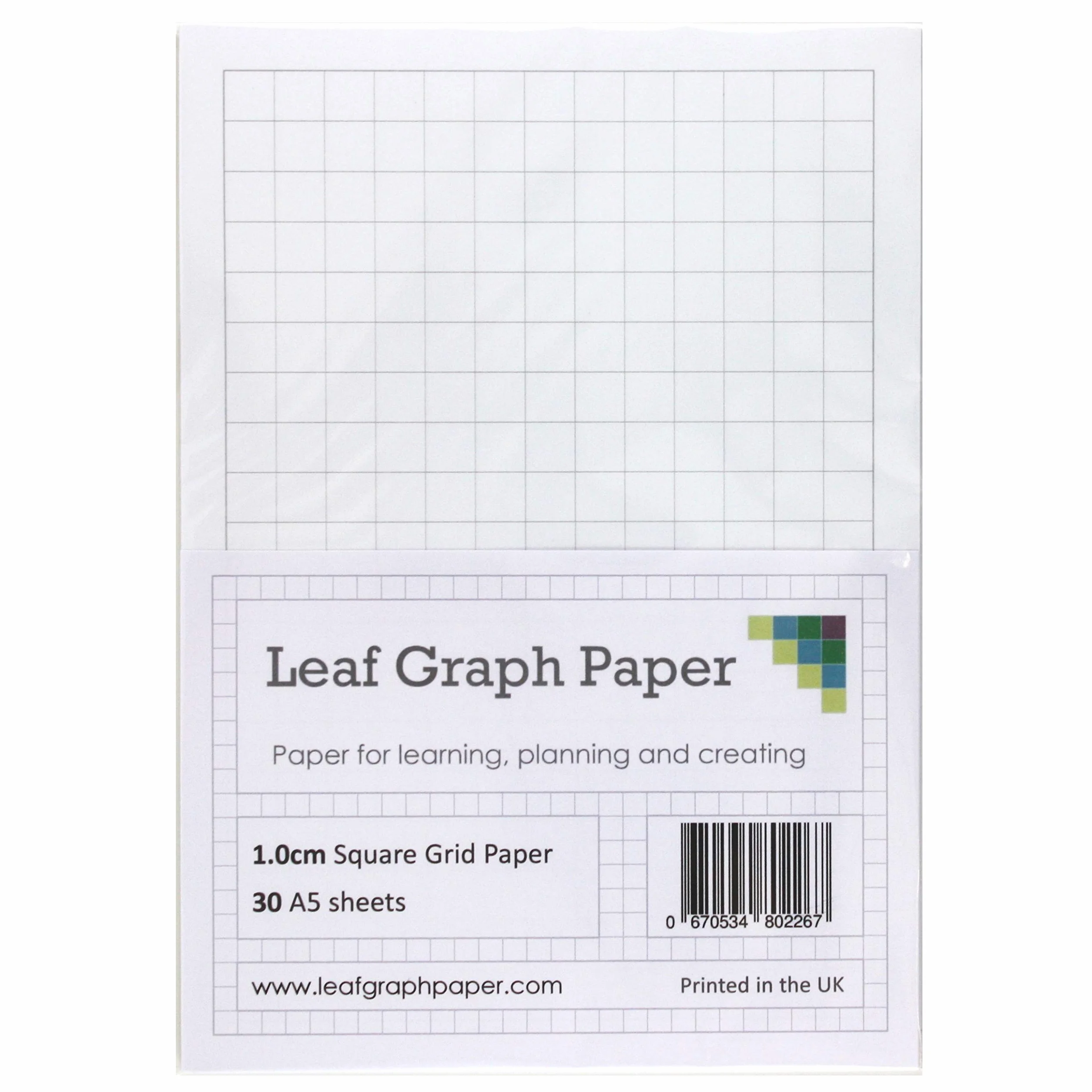 Papier A5 1.0 cm 10 mm Grille carrée Feuilles mobiles Gris quadrillage 30 feuilles