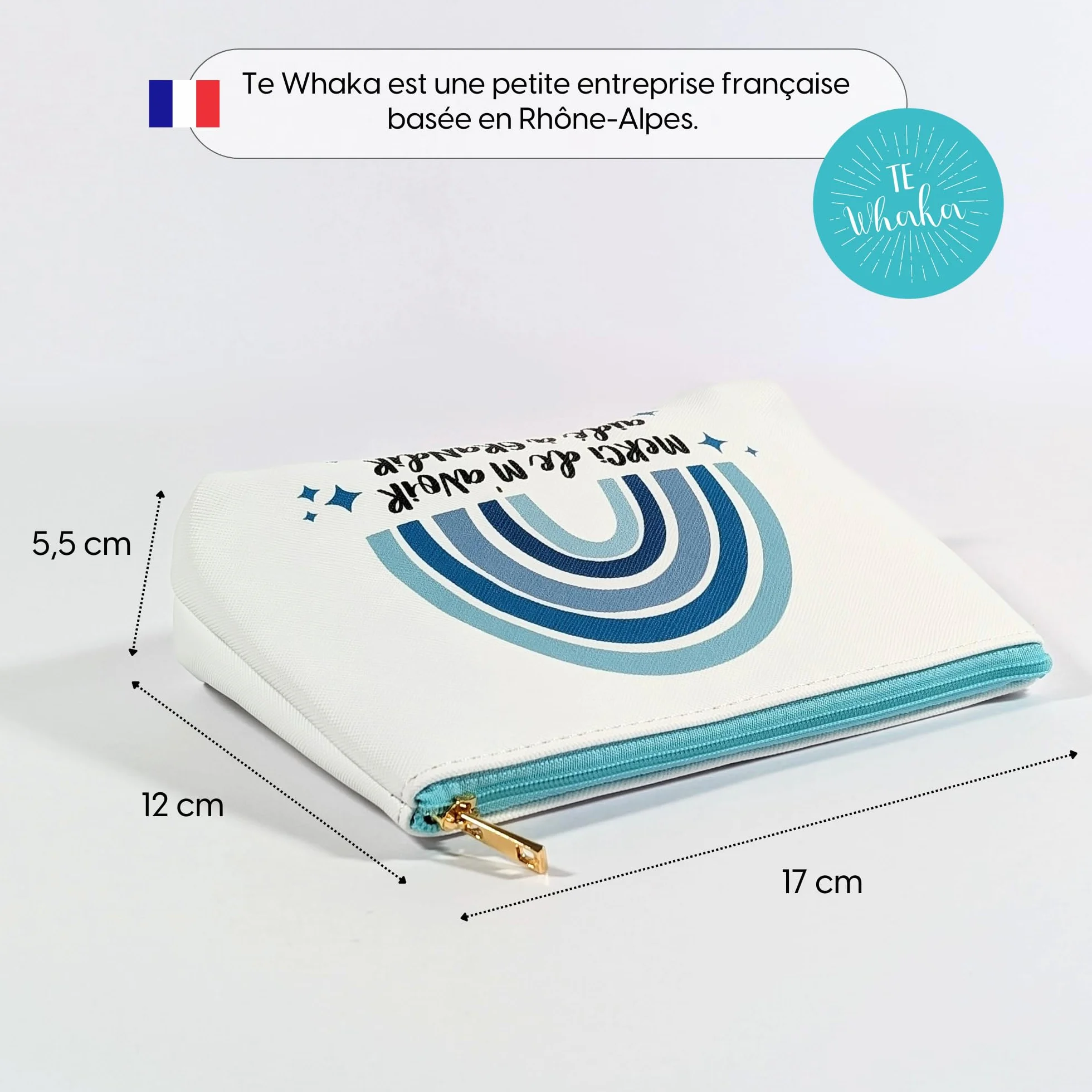 Pochette Merci de m'avoir aidé à Grandir Cadeau Nounou Maitresse Atsem Aesh Fin d'année Scolaire Bleu