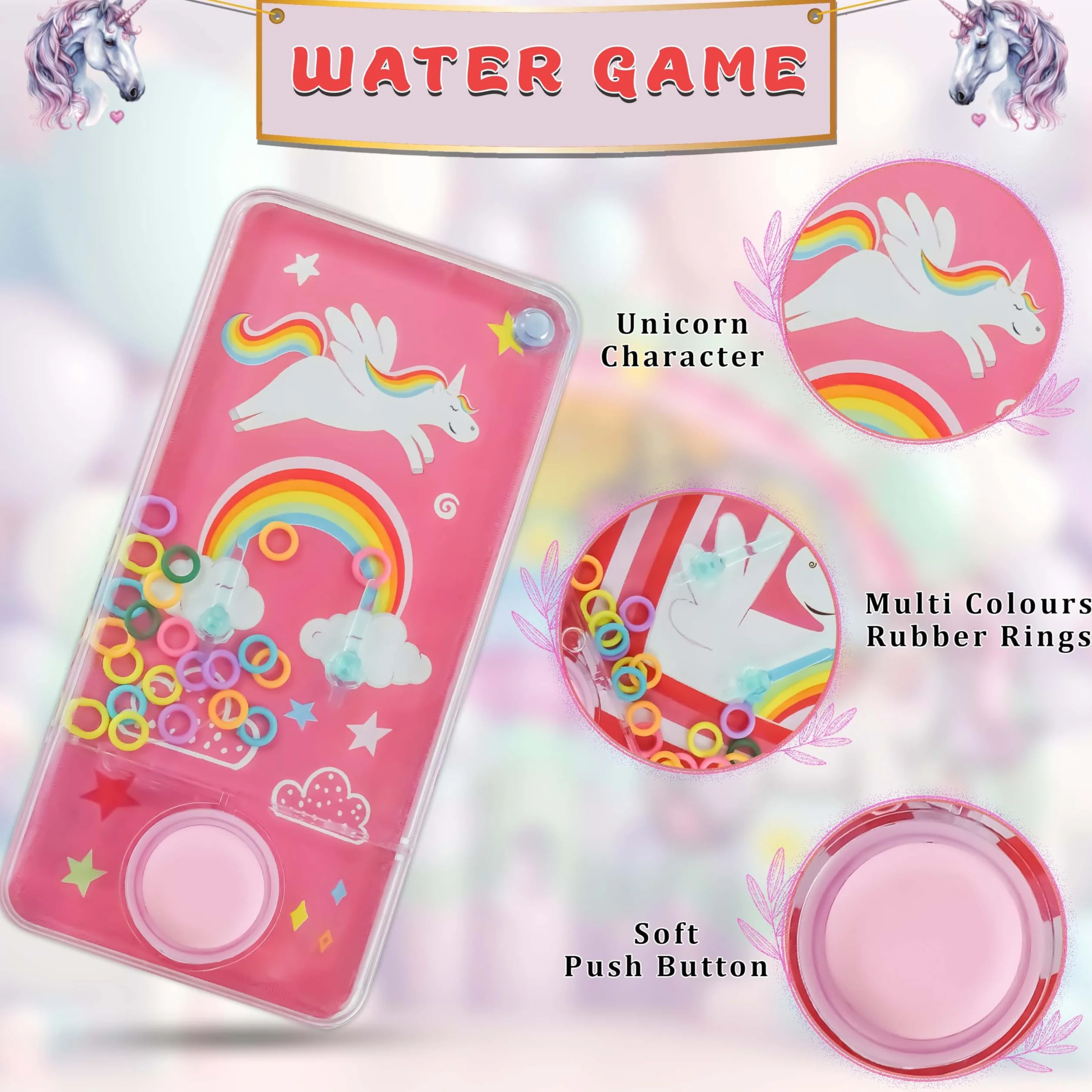 Jeu de Lancer d'Anneau d'Eau Portable 14 cm, Console de Jeu Rétro Arc-en-Ciel Aqua, Cadeau pour Enfants