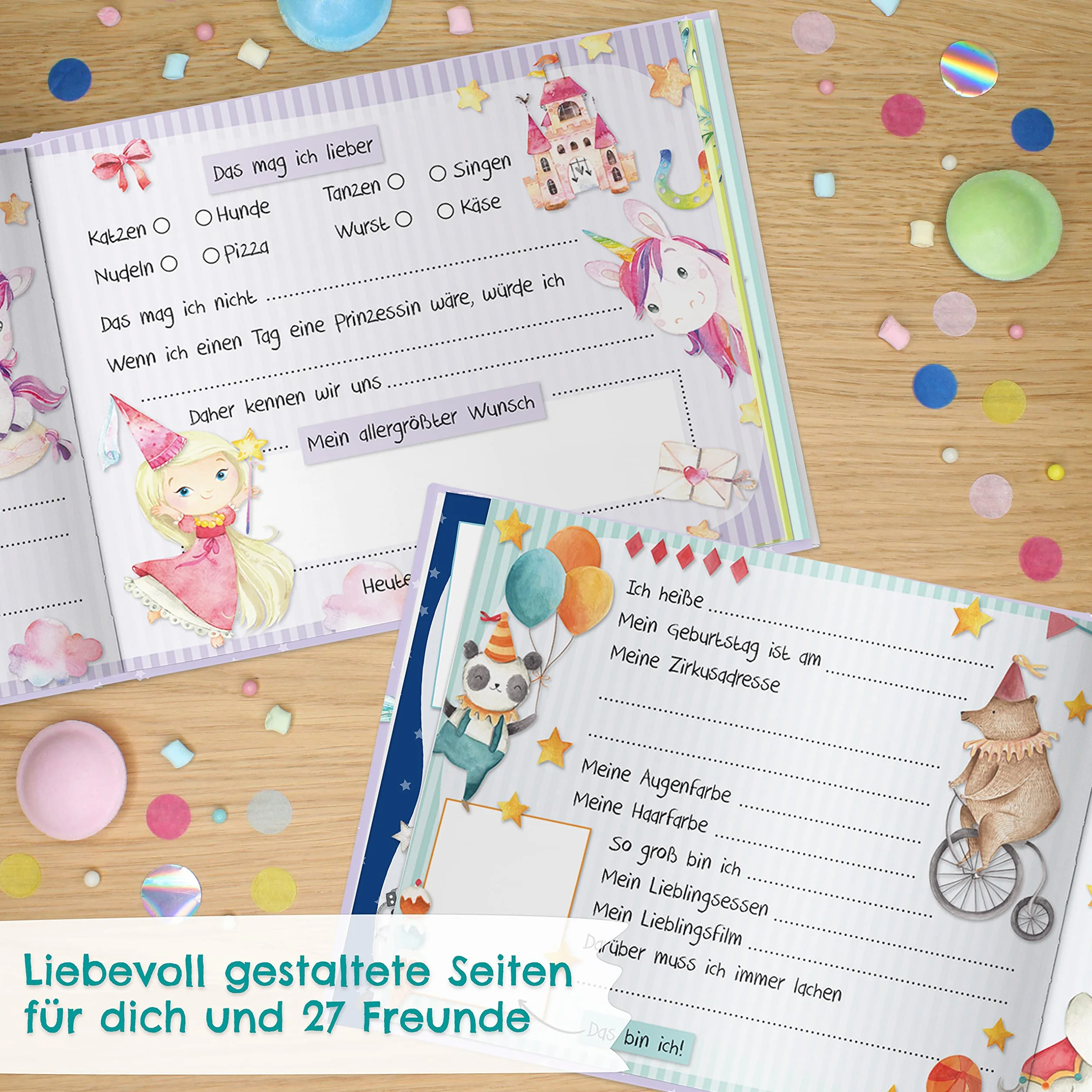 Papierdrachen Livre d'amitié pour enfants – Album de poésie avec dinosaures, chevaliers, astronautes – Vert – pour 27 amis