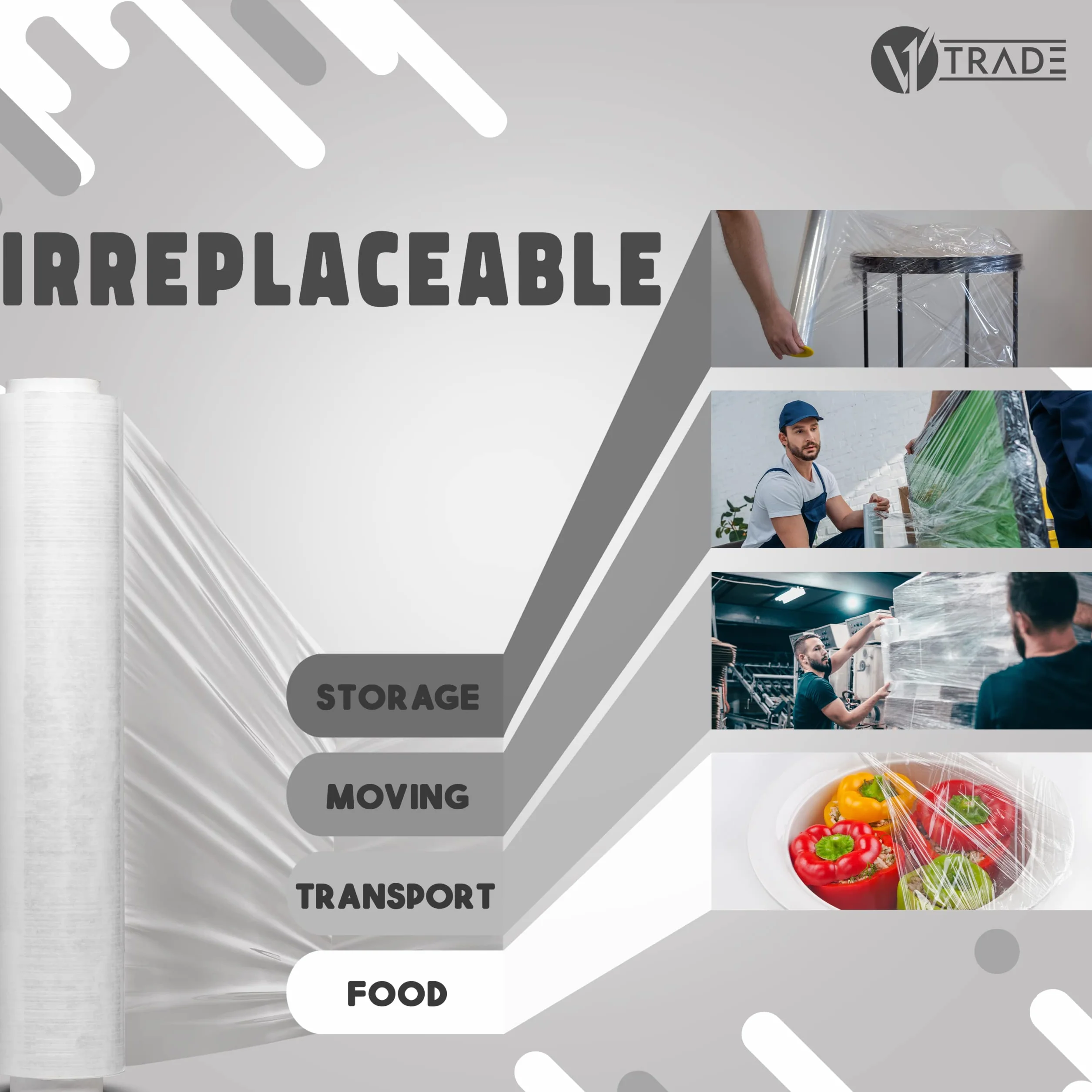 Film Etirable Déménagement 6 Rouleaux 50cm x 350m Plastique Protection Colis Meubles