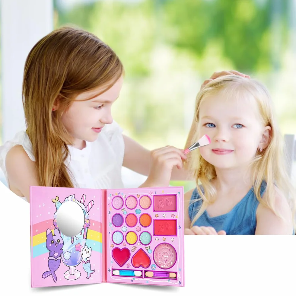 Aomig Kit de Maquillage Enfant Lavable, Non Toxique, Jouet pour Filles, Cadeau Anniversaire Noël