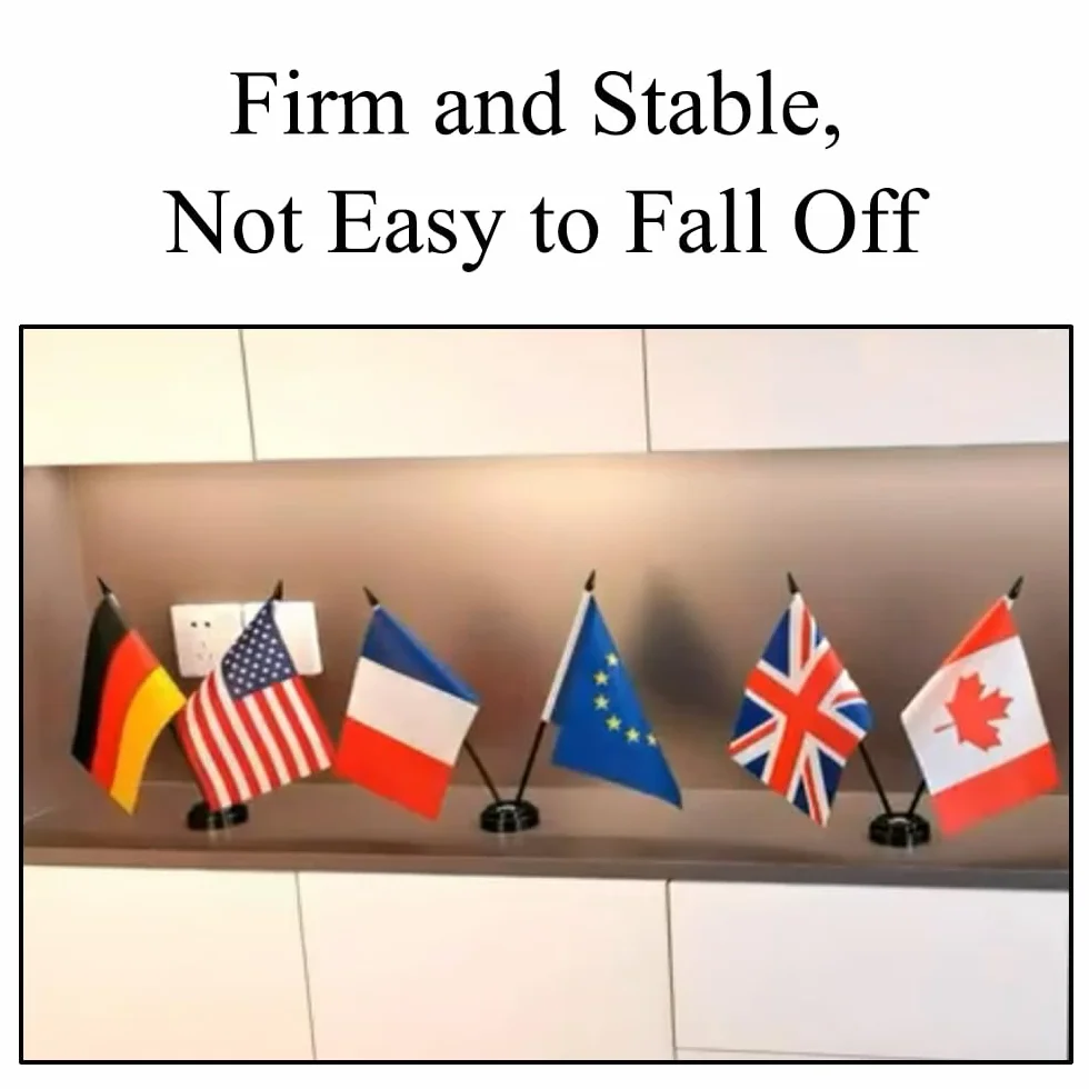 Lot de 4 supports de drapeau de bureau noirs en plastique 2 trous base ronde
