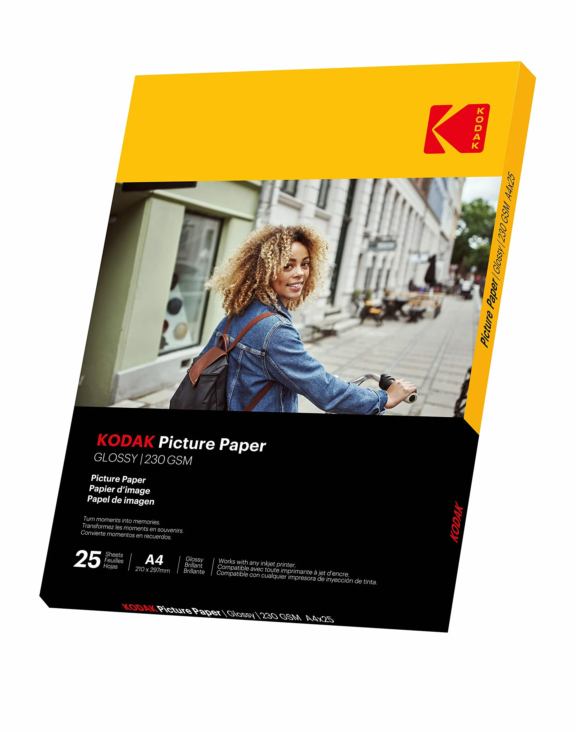KODAK Papier Photo Brillant A4 230g/m² 25 Feuilles pour Impressions Jet d'Encre