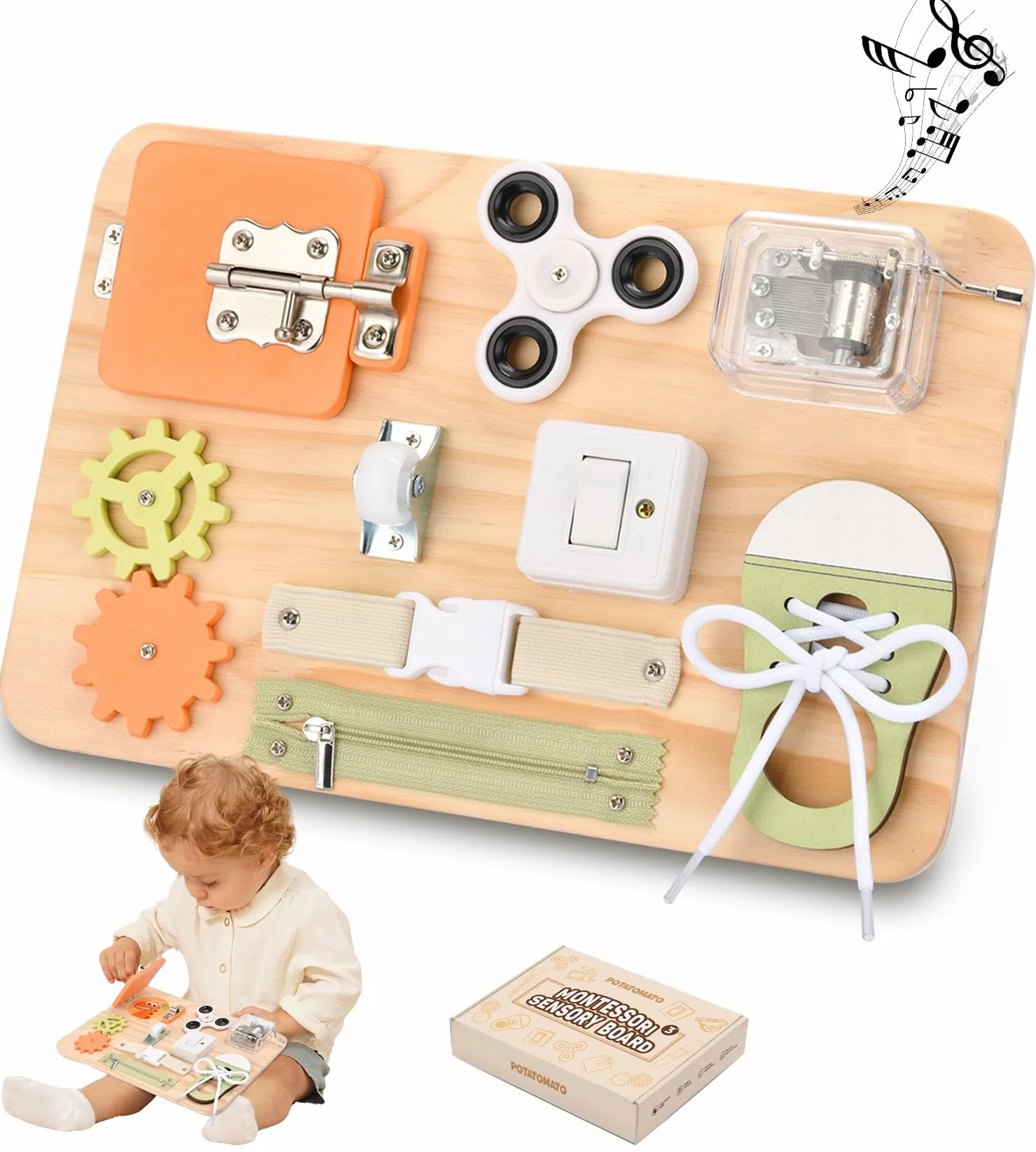 Tableau d'Activités Montessori en Bois Jouet Éducatif Motricité Sensoriel pour Enfants Autistes TDAH