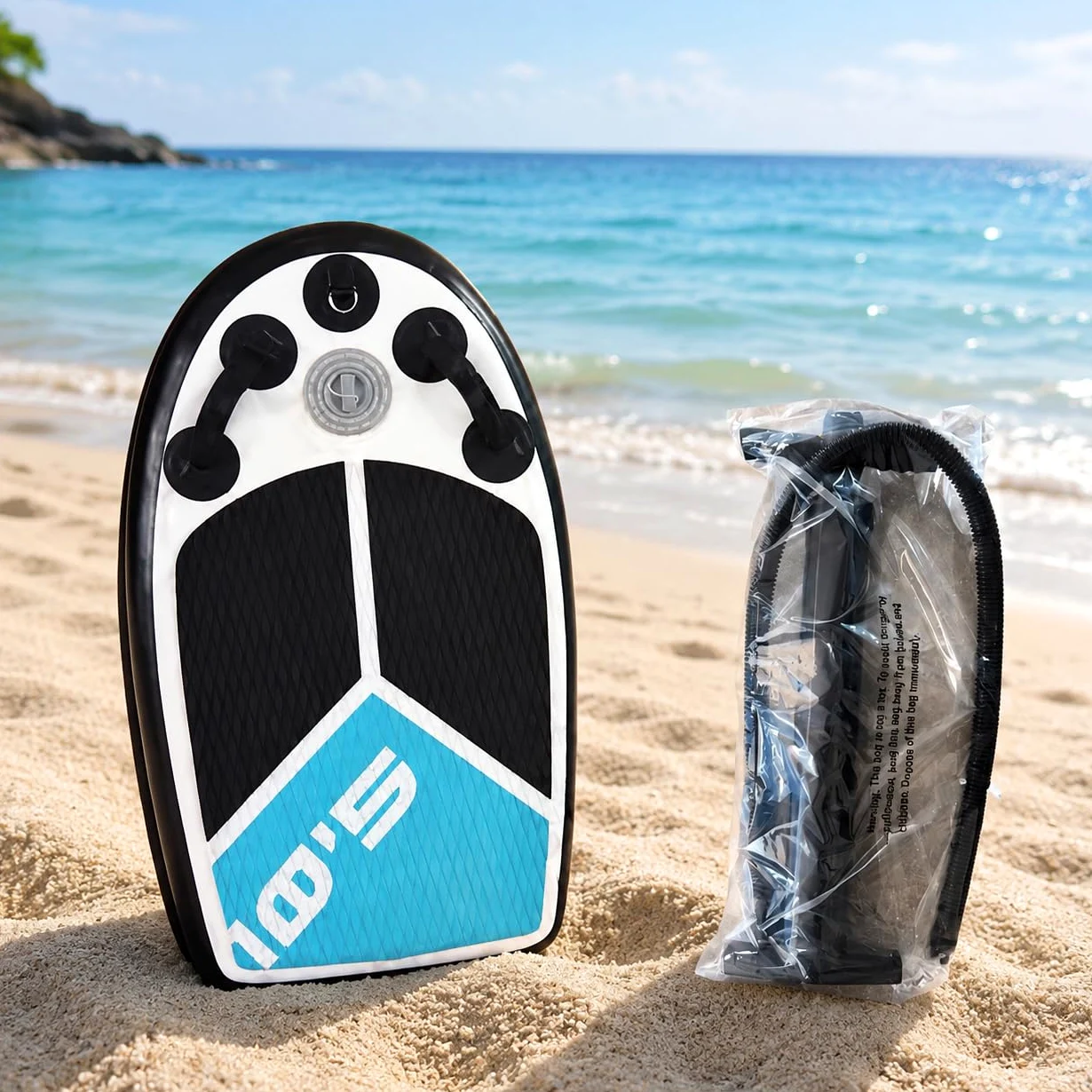Bodyboard Gonflable 105 cm pour Enfant avec poignées, Pompe et Leash, Planche en PVC pour Plage, Piscine et Natation