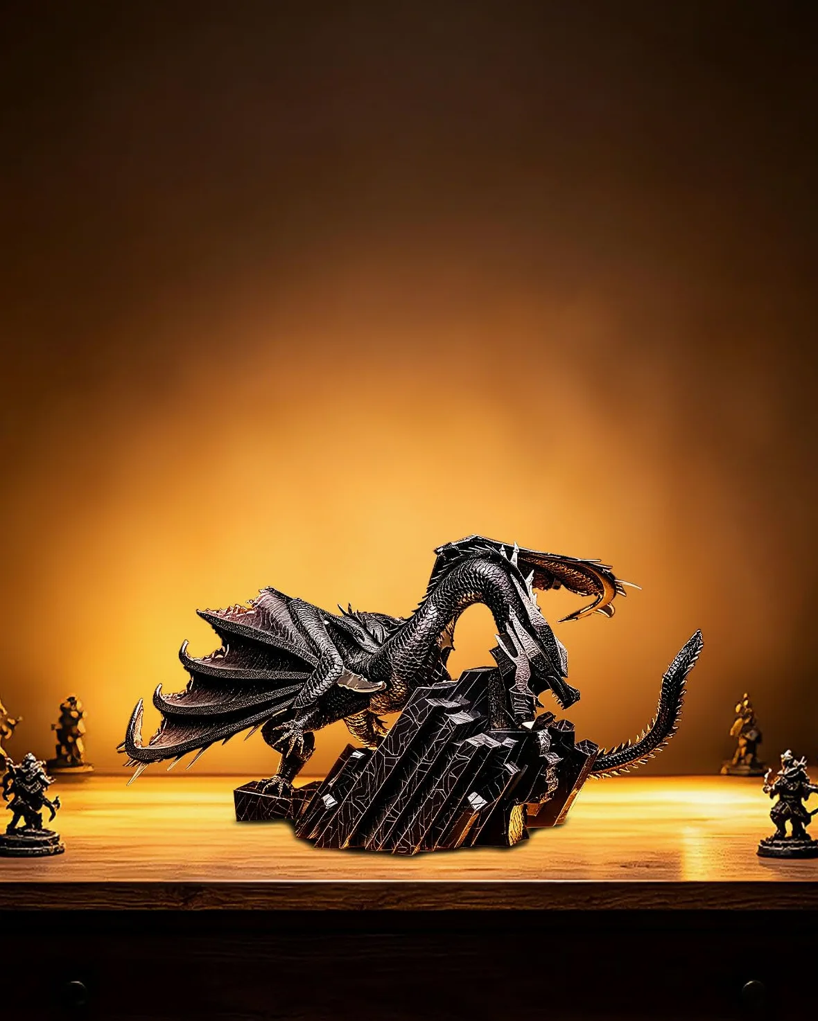 Piececool Casse-tête 3D en métal pour adultes, motif dragon foncé sur les ruines, décoration de bureau, excellent cadeau d'anniversaire et de Nouvel An pour hommes et adolescents de 16 ans et plus