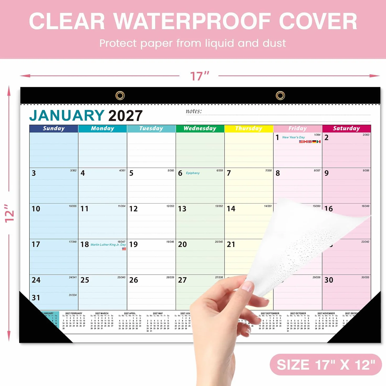 Calendrier Mural Familial 2026-2027 A3 Mensuel Papier 120G