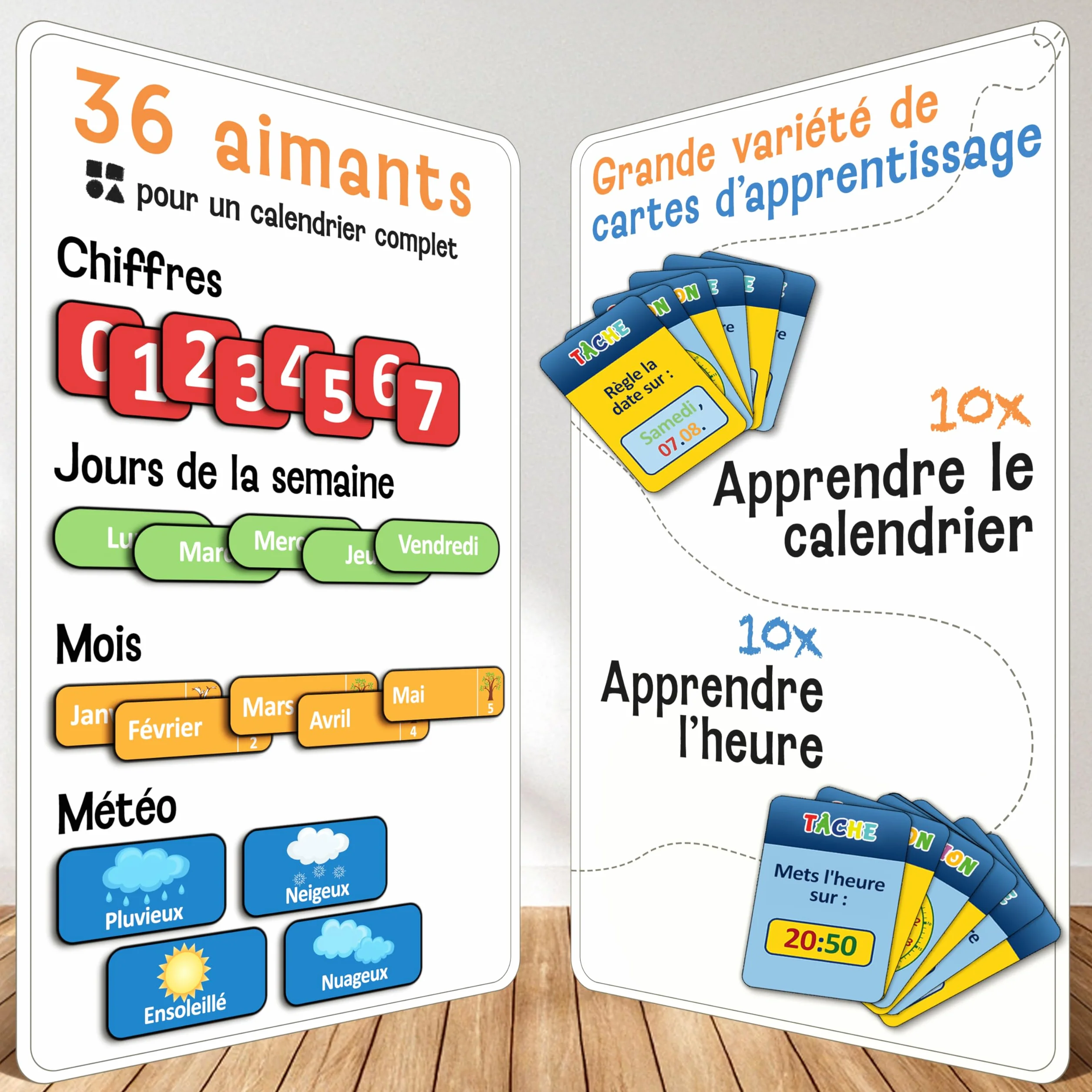 LIKARTO Mon Premier Calendrier – Jeu Éducatif Magnétique pour Enfants avec 36 aimants – 42x32cm