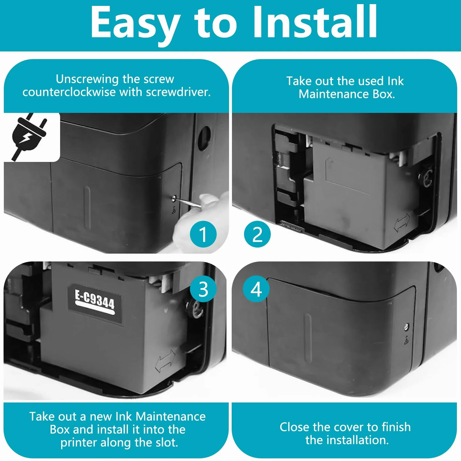 GVSS Boitier de Maintenance Encre C9344 Compatible Epson XP-3100 XP-4100 WF-2830DWF WF-2850DWF C12C934461