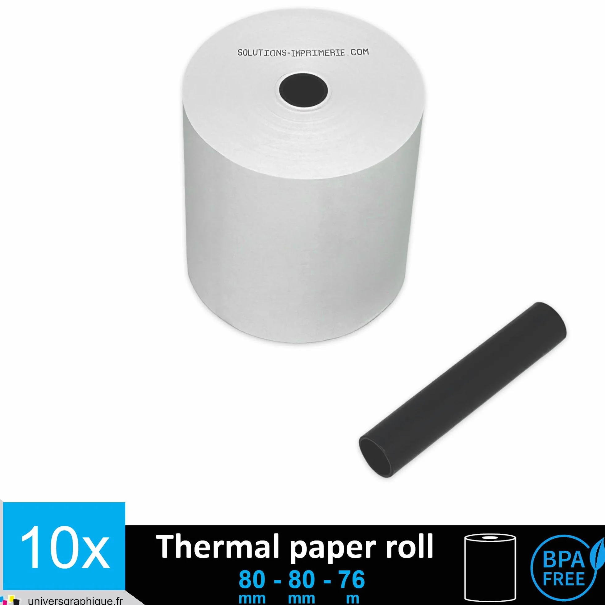 Bobine Papier Thermique SANS BISPHÉNOL 80 x 80 x 12 mm pour Ticket de Caisse Imprimante Thermique