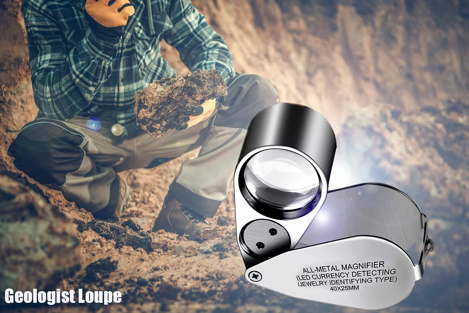 Loupe Bijoutier 40X en Acier Inoxydable pour Diamants, Bijoux, Pièces de Monnaie