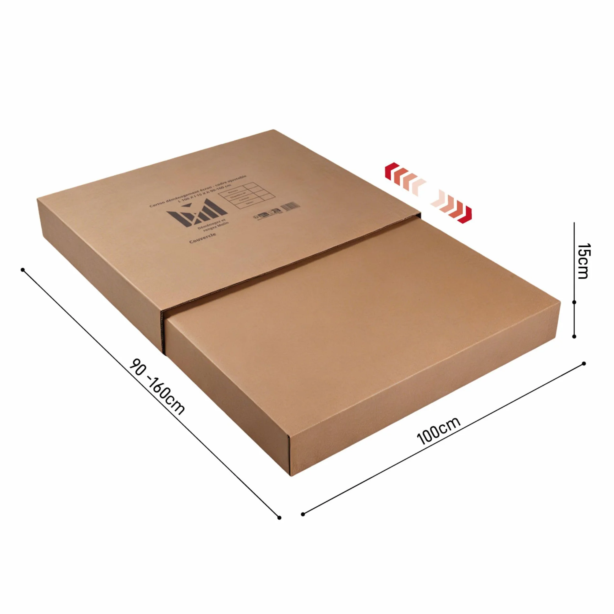 Carton de Déménagement Ajustable Double Cannelure 100 x 15 x 90-160 cm Recyclable