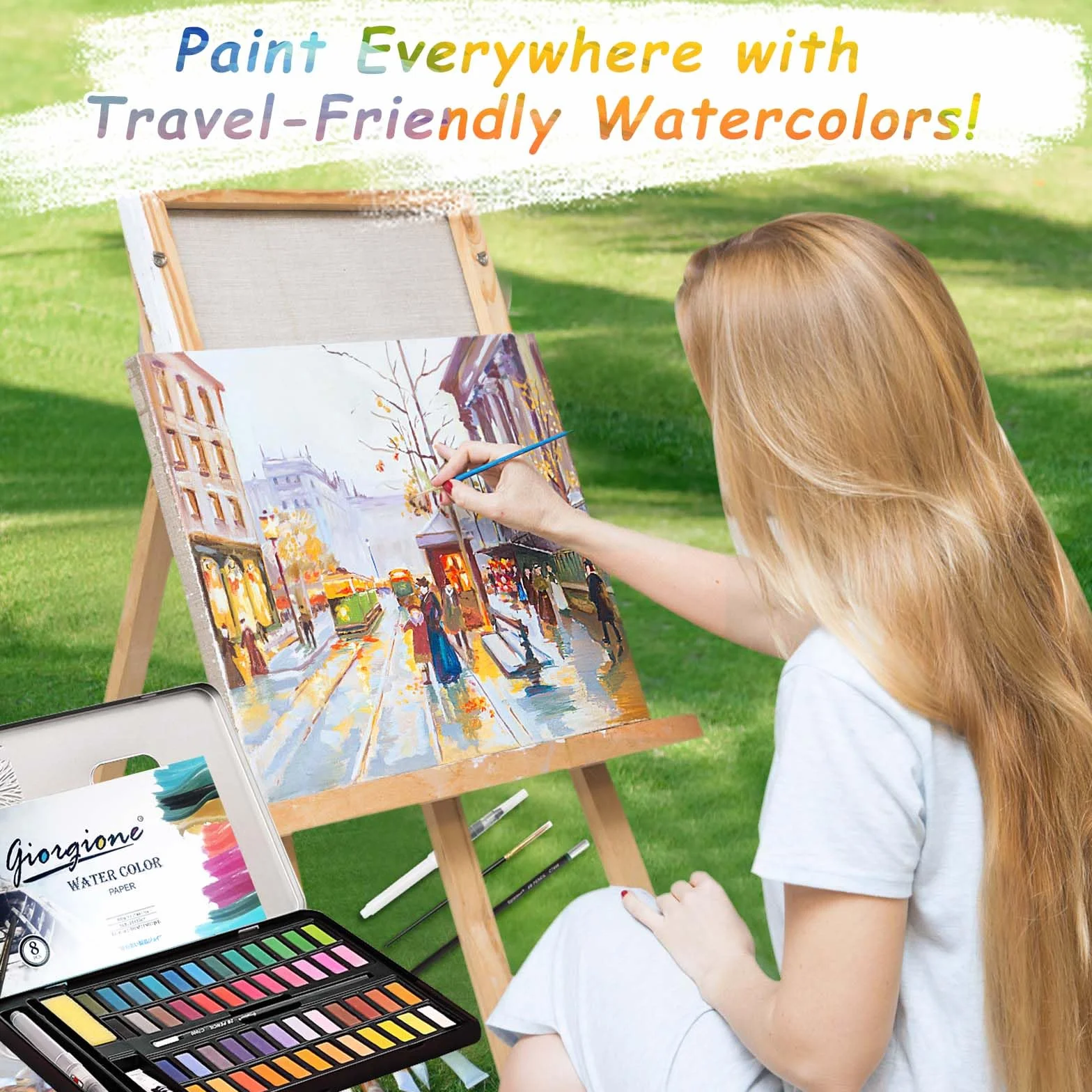 Peinture aquarelle 48 couleurs vives boîte portable palette pour débutant enfant adulte