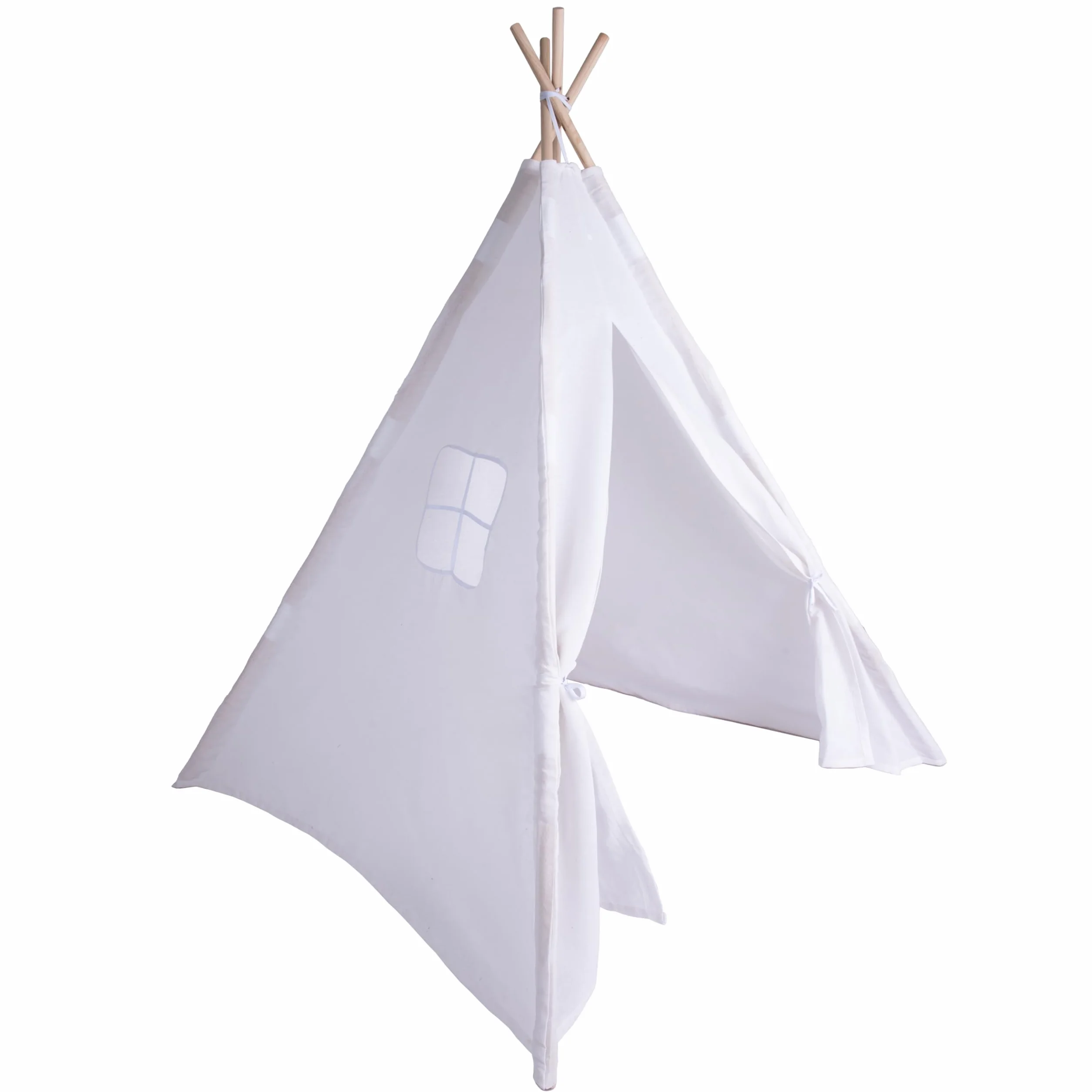 Tente tipi pour enfants blanc ivoire 140x120 cm toile coton avec guirlande lumières étoile